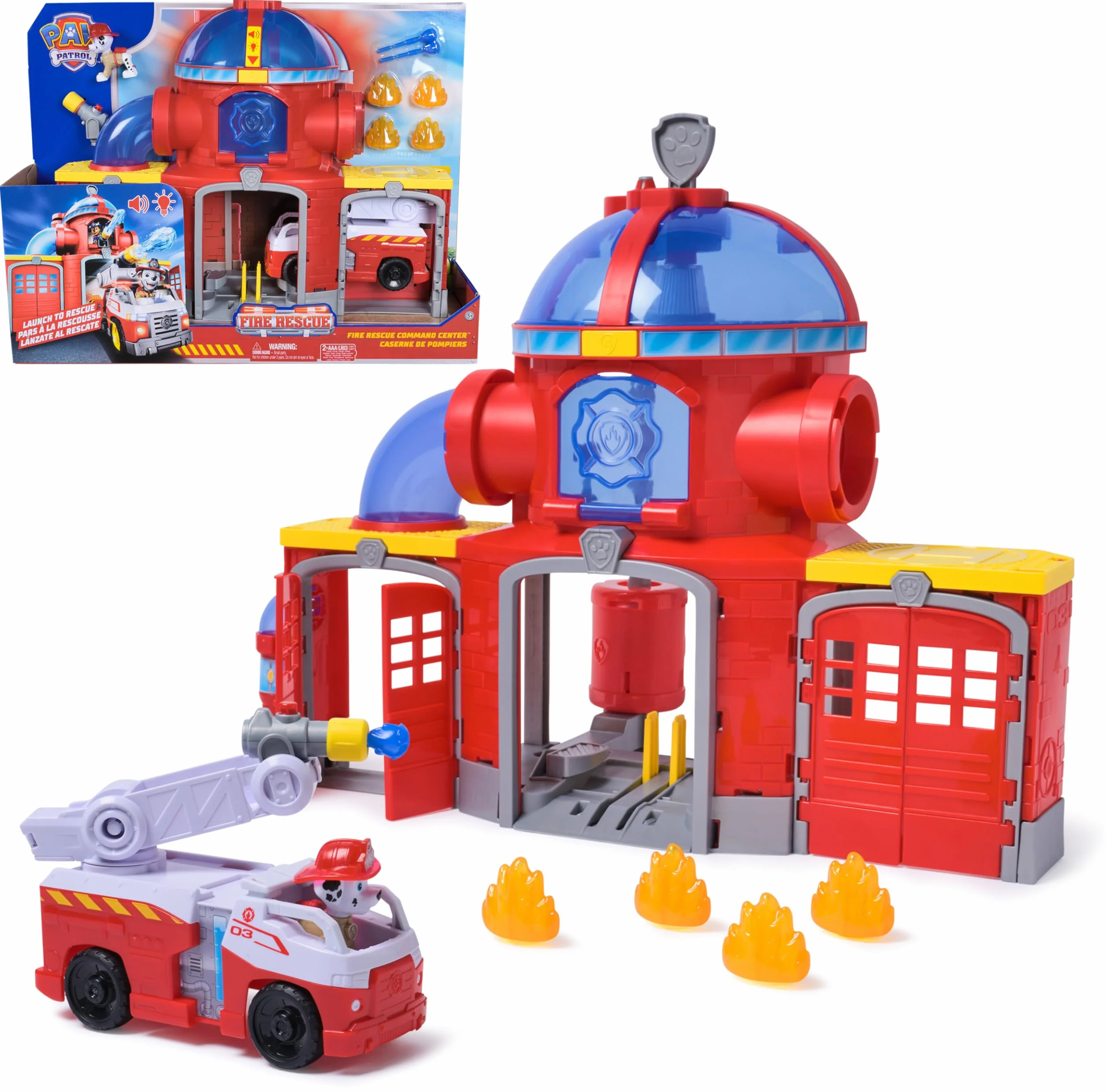 Paw Patrol Pat Patrouille Caserne De Pompiers Fire Rescue Voiture Figurine Marcus Effets Sonores Lumineux Jouet Enfant 3 Ans
