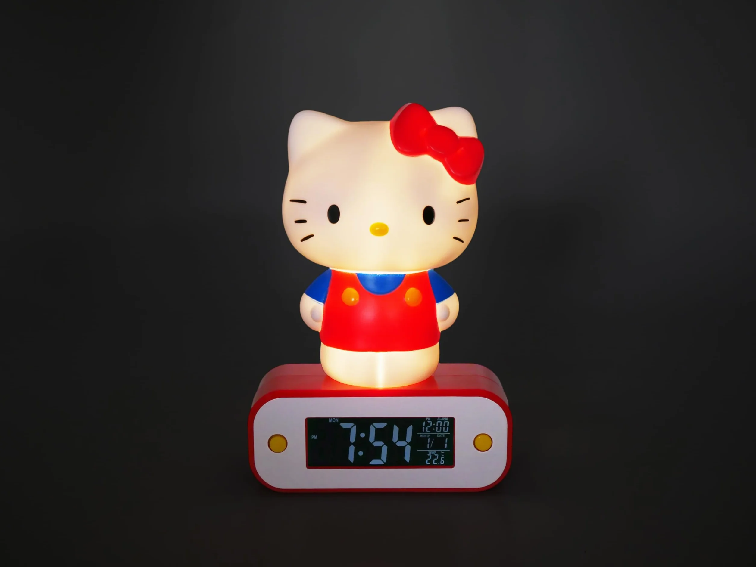 Hello Kitty Réveil Lumineux 17 cm 2 Modes d'éclairage Fonctionne avec 3 Piles AAA/Câble USB