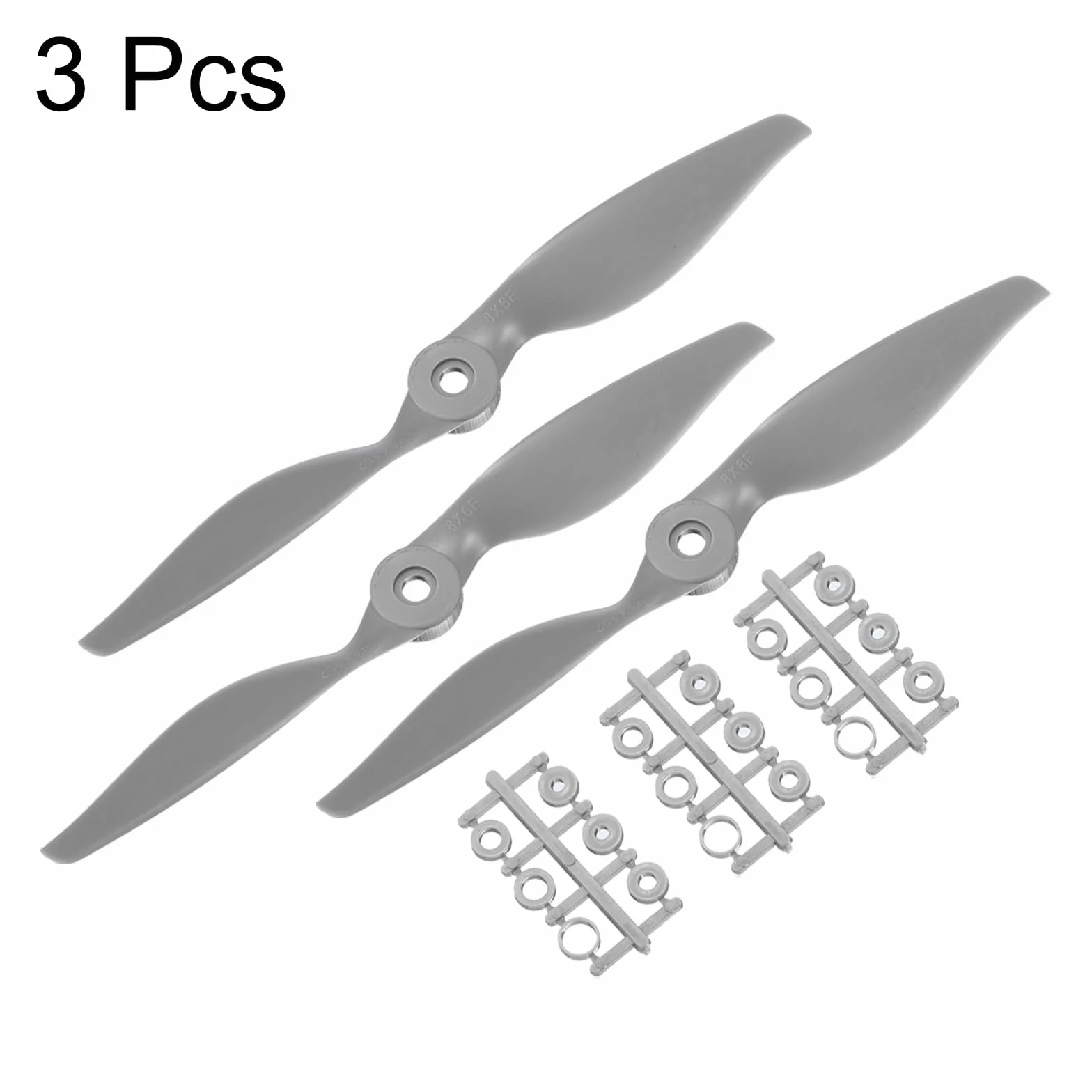 QUARKZMAN 3 Pièces 12x6 Pouces Hélice RC 2 Pales Gris avec Bagues d'Adaptation pour Avion RC