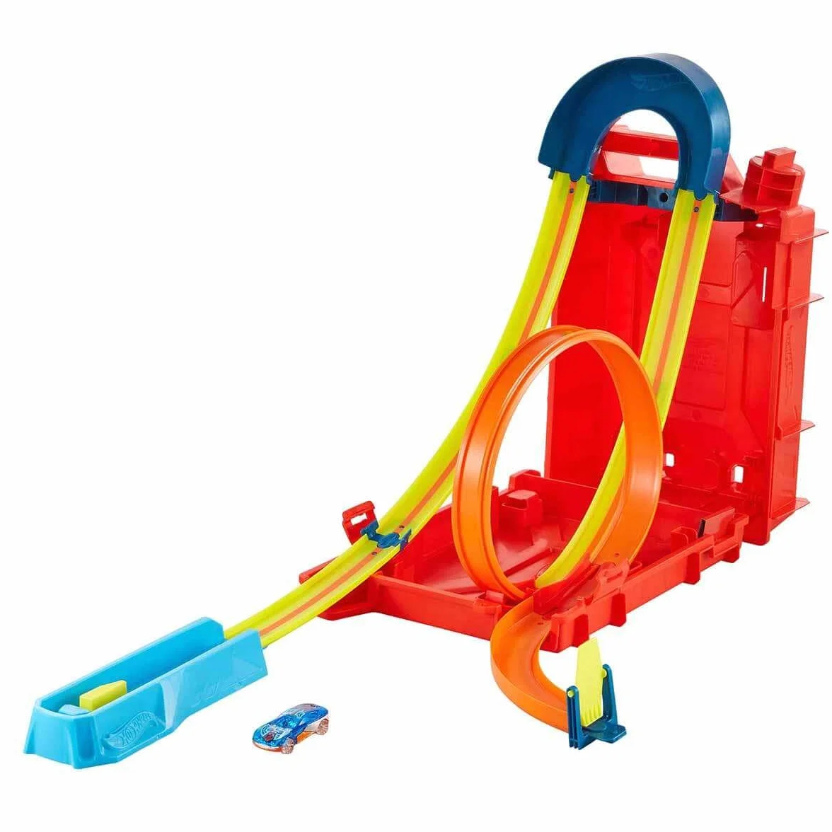 Hot Wheels Track Builder Unlimited Coffret Construction Circuit Petite Voiture Cascades Bidon D’Essence 1 Véhicule Inclus Jouet Enfant HDX78