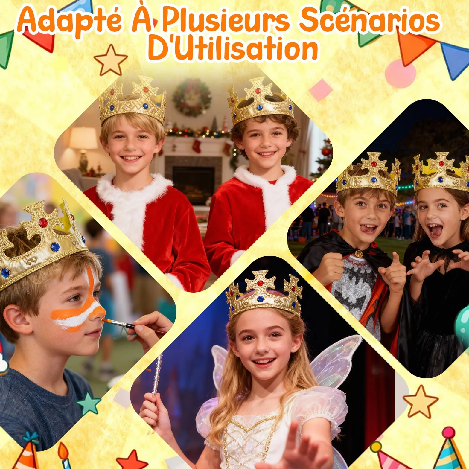 Couronne Anniversaire Enfant Roi Garçon Dorée Accessoire Déguisement Fête