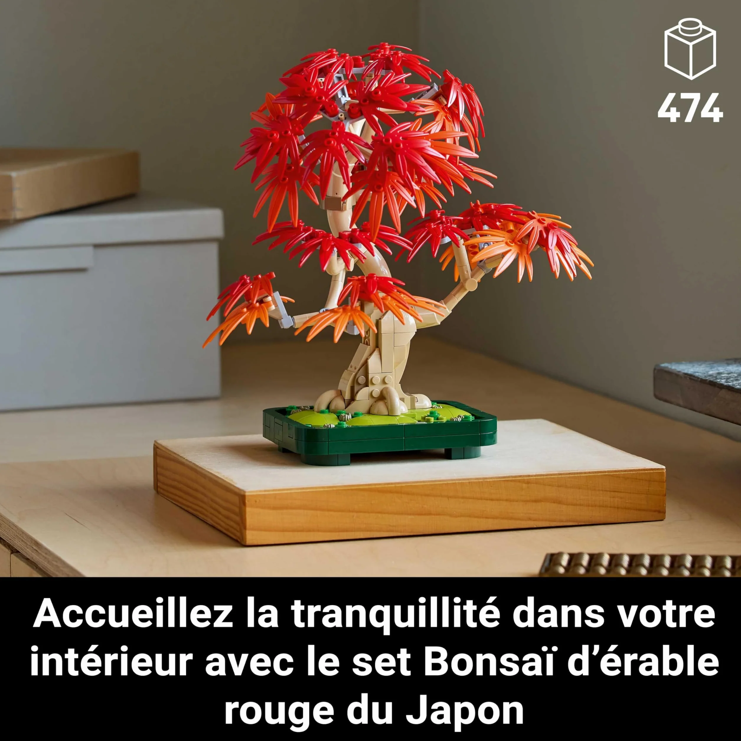 LEGO Botanicals Bonsaï d’Érable Rouge du Japon 10348 - Kit de Construction Adulte - Plante Artificielle avec Feuilles Rouges et Oranges - Pot Constructible