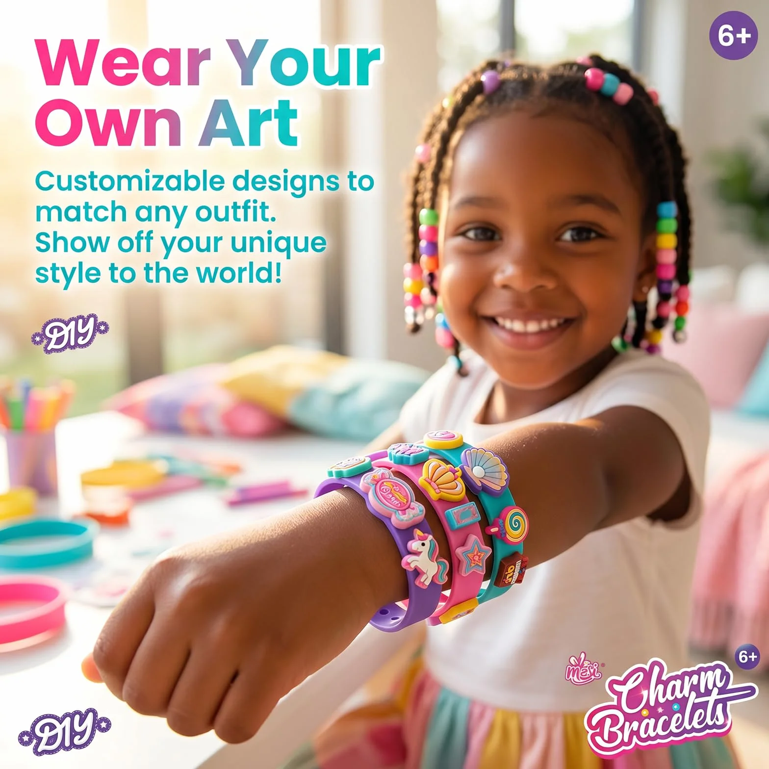 Coffret Loisirs Créatifs Fabrique Tes Propres Bracelets Pailletés Jeu Créatif pour Fille 6-9 Ans