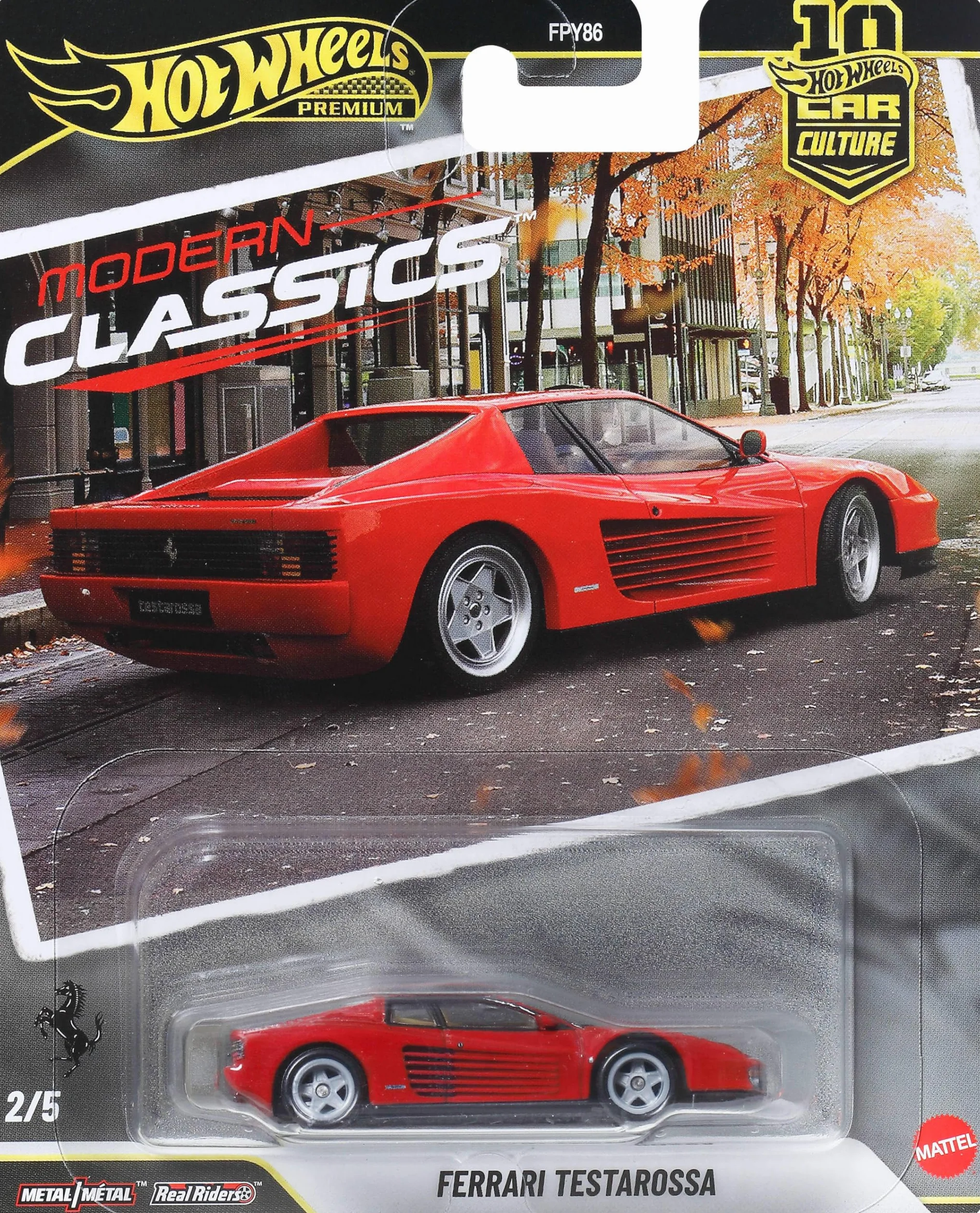 Hot Wheels Testarossa Voiture de Collection 1:64 Métal Moulé sous Pression Pneus Real Riders Carrosserie Métallique JKF00