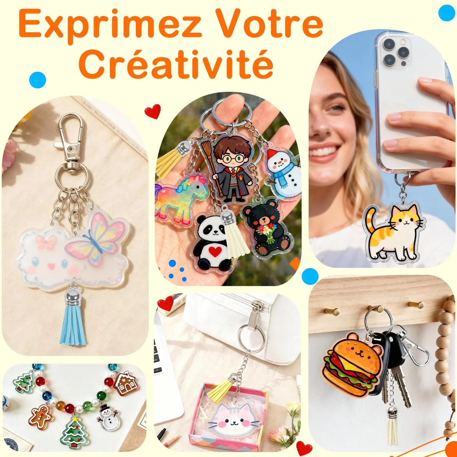 Kit Plastique Fou Feuille Thermorétractable A5 DIY Pendentifs Accessoires Artisanat Enfants Porte Clef