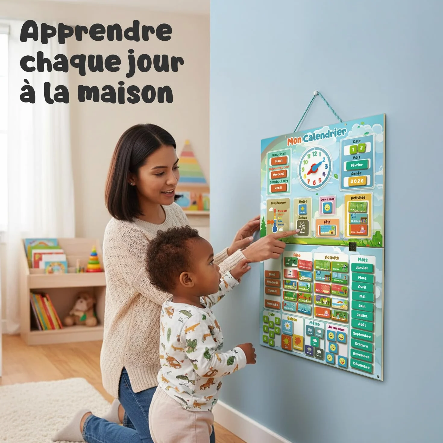 SmartPanda Mon Premier Calendrier Jeu Éducatif Magnétique 30x40cm Français