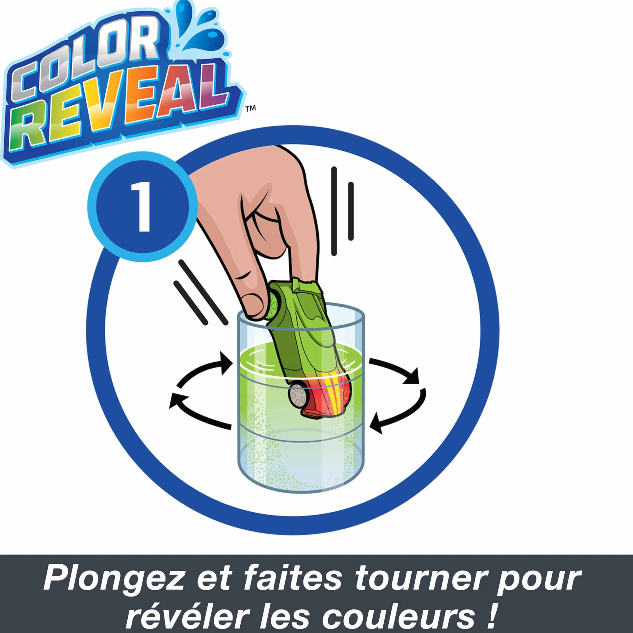 Hot Wheels Color Reveal Deux Voitures Mystère Changent de Couleur dans l'Eau Jouet Enfant GYP13