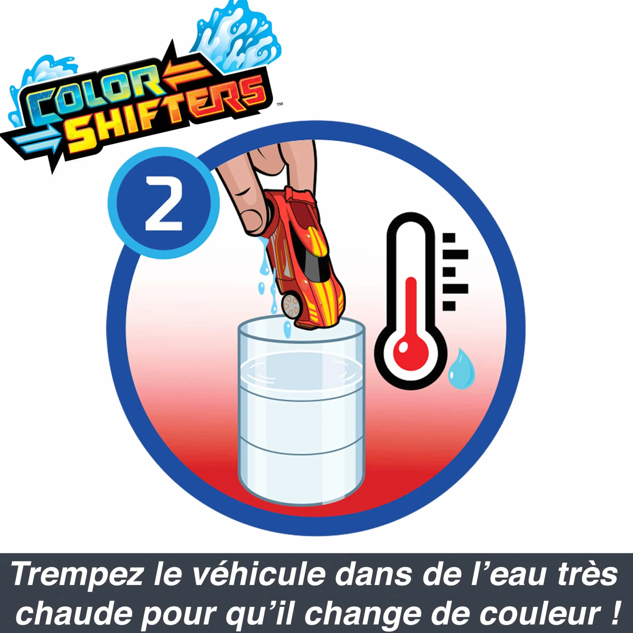 Hot Wheels Color Reveal Deux Voitures Mystère Changent de Couleur dans l'Eau Jouet Enfant GYP13