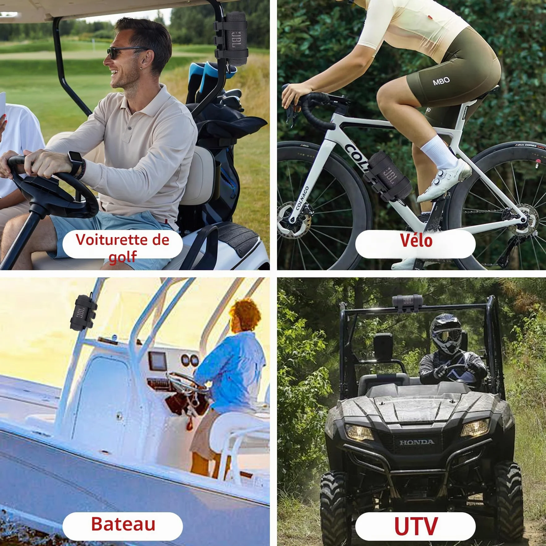 co2CREA Haut-Parleur Portable Bluetooth Sangle réglable pour Extérieur Support Barre Chariot Golf Garde-Corps Vélo Bateau