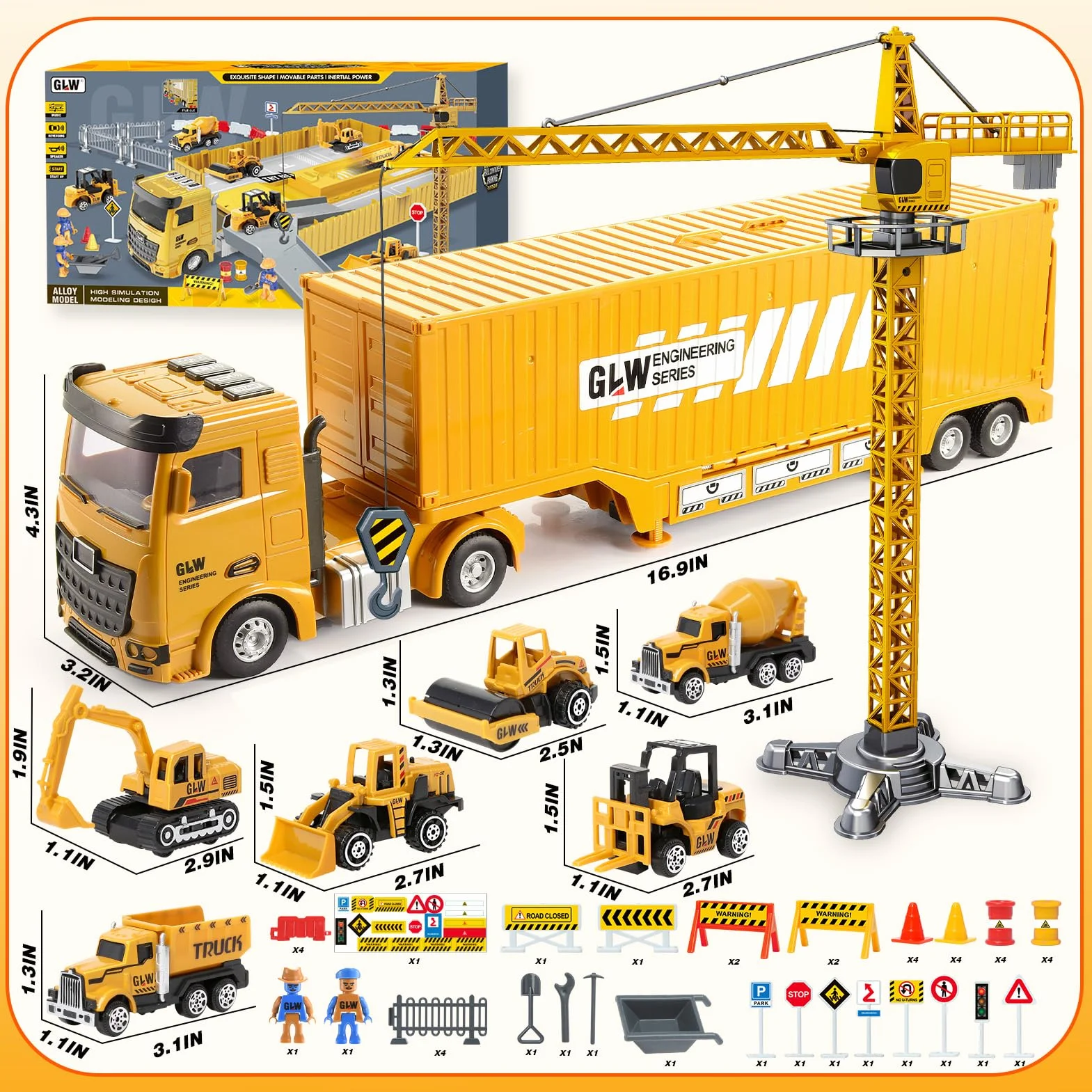 Véhicules de chantier pour garçons 3-7 ans - Camions, grues, pelles, bennes - Jouets de construction