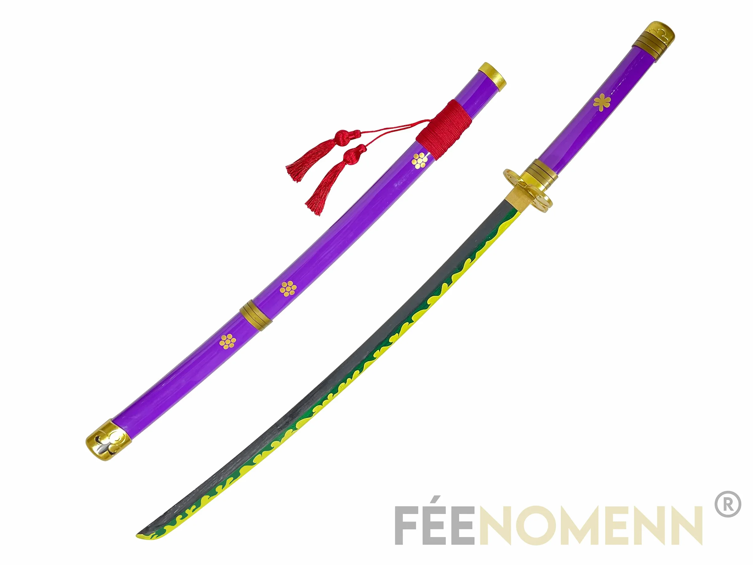 FÉENOMENN Katana One Piece Zoro Enma Épée Lame Bois Support Japonais