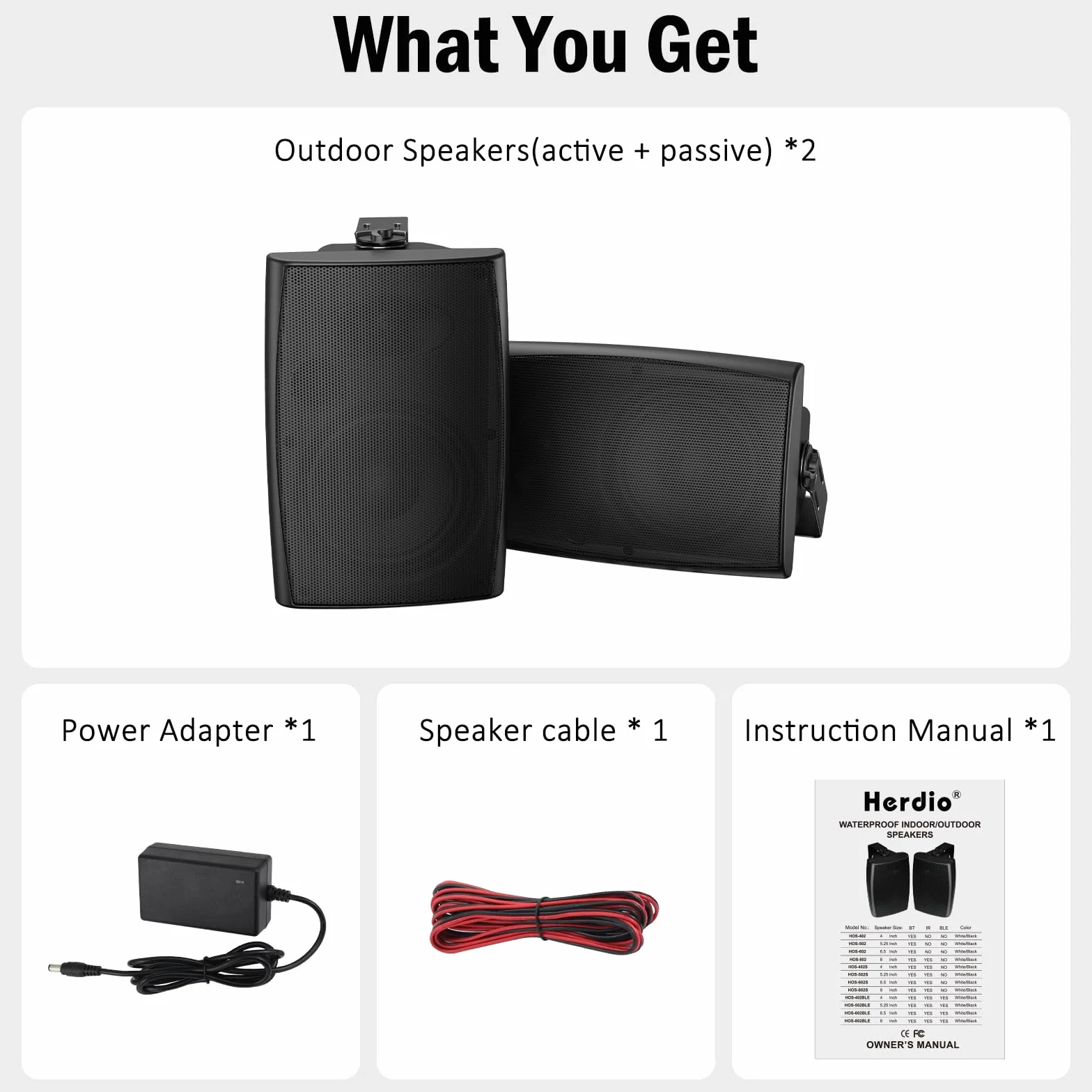 Herdio 6.5 Pouces Enceinte Bluetooth Exterieure Etanche 400W 2 Voies Paire Noir