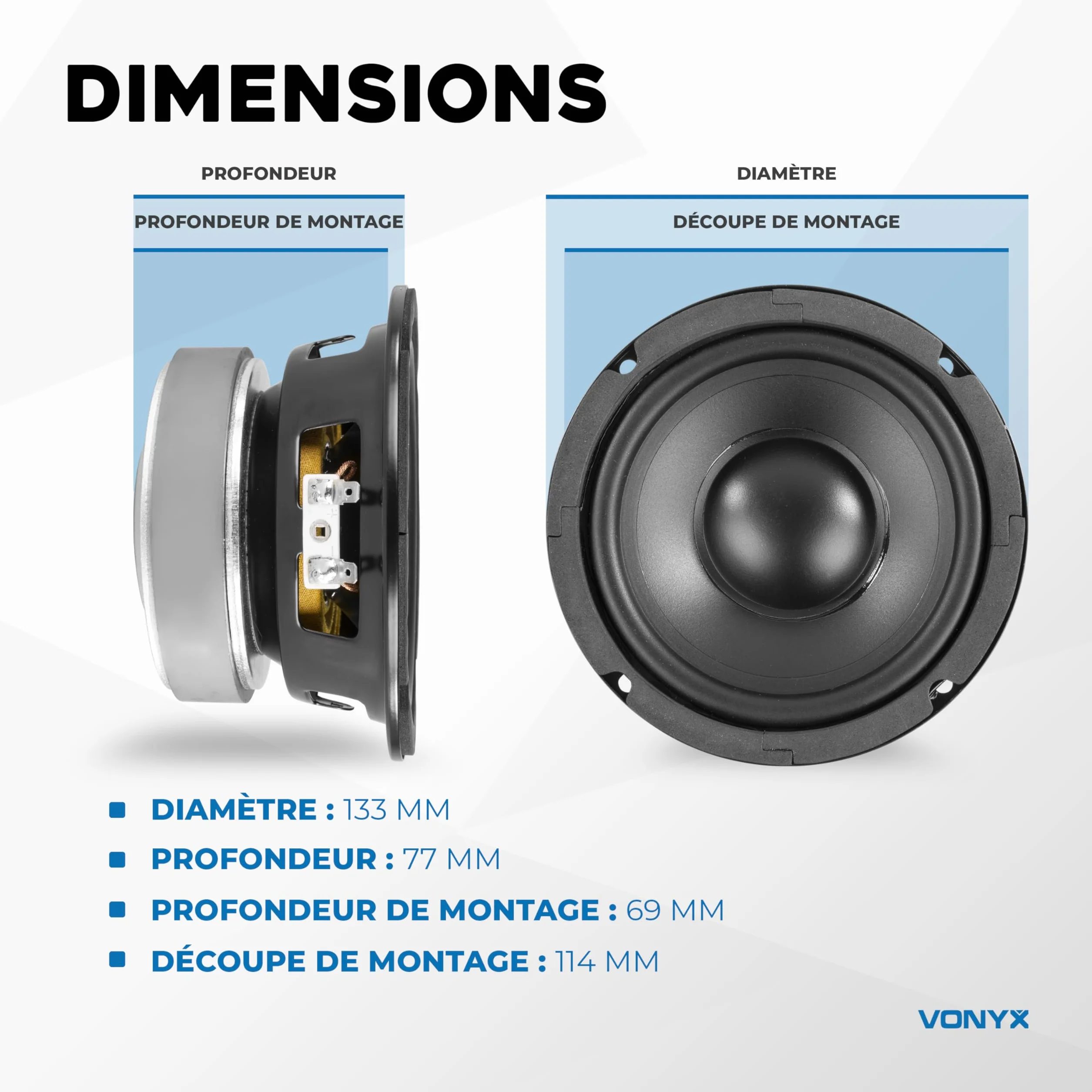Vonyx WPP13 Haut-Parleur de Graves 13cm 150W 8 Ohms Cône 5,25 Pouces