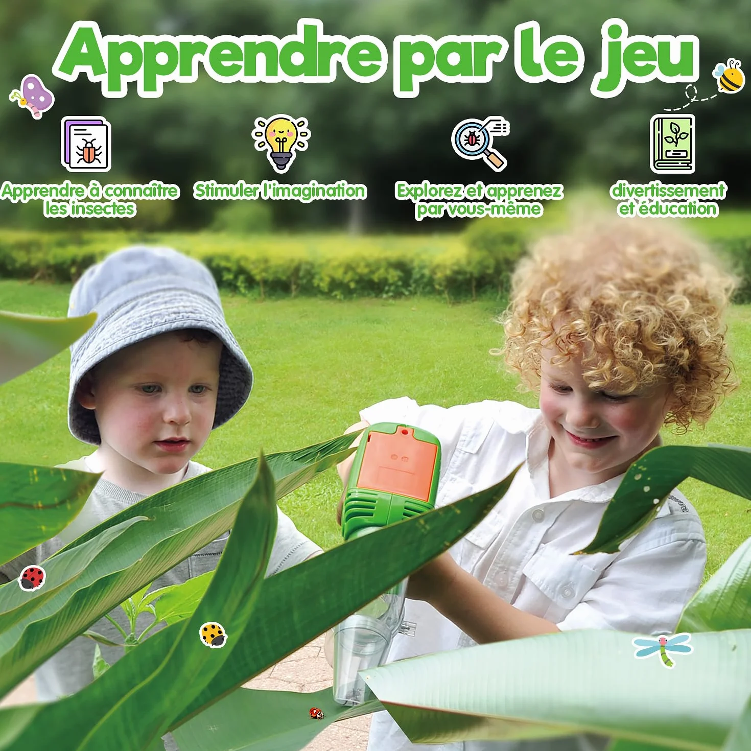 PLAY Aspirateur Insecte Enfants avec Loupes, Attrape Araignée Super Puissante, Jouets Extérieur Cadeaux 3+ Ans