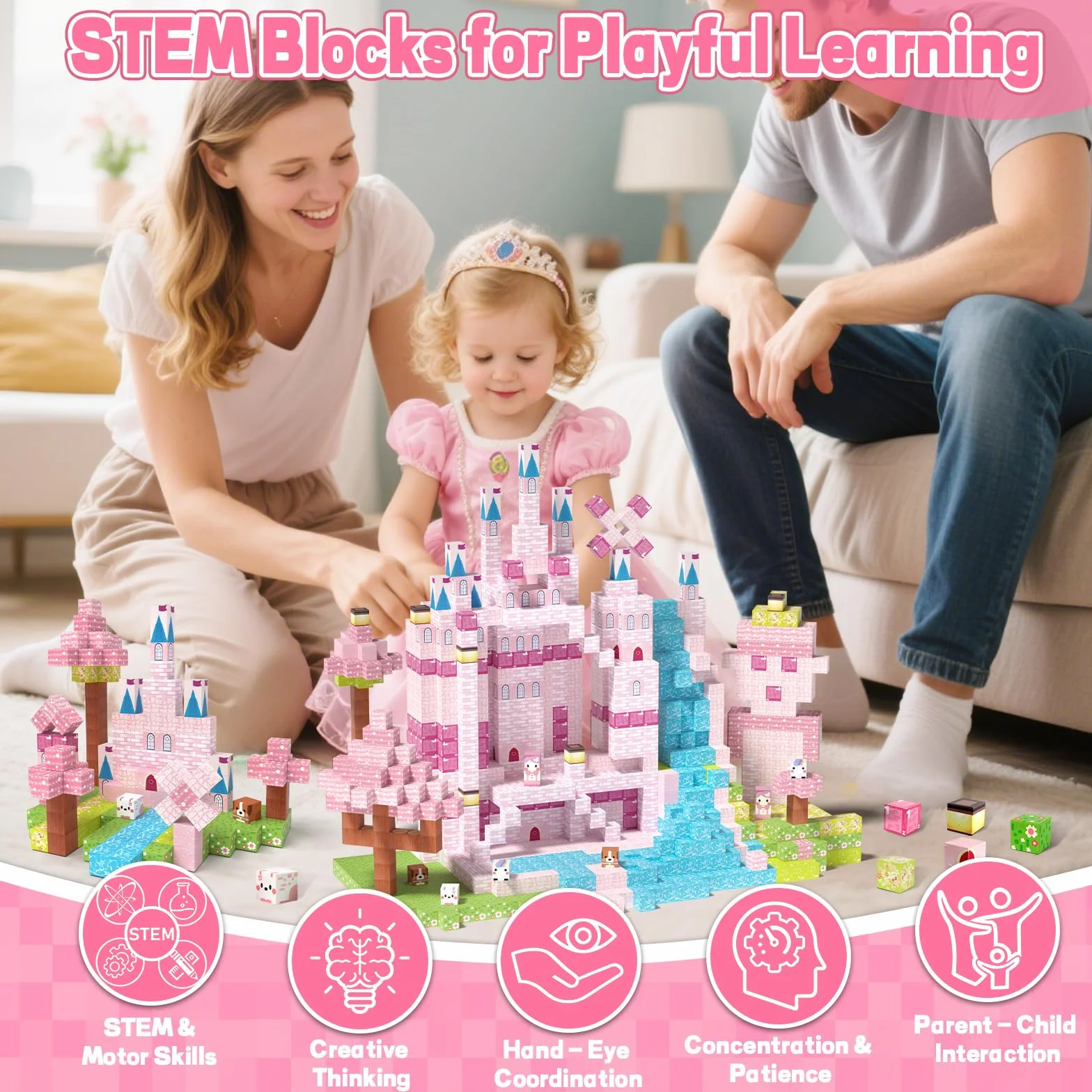 Blocs de Construction Magnétiques 150 Pièces, Cube Magnétique Jouet STEM Montessori pour Enfants 3+