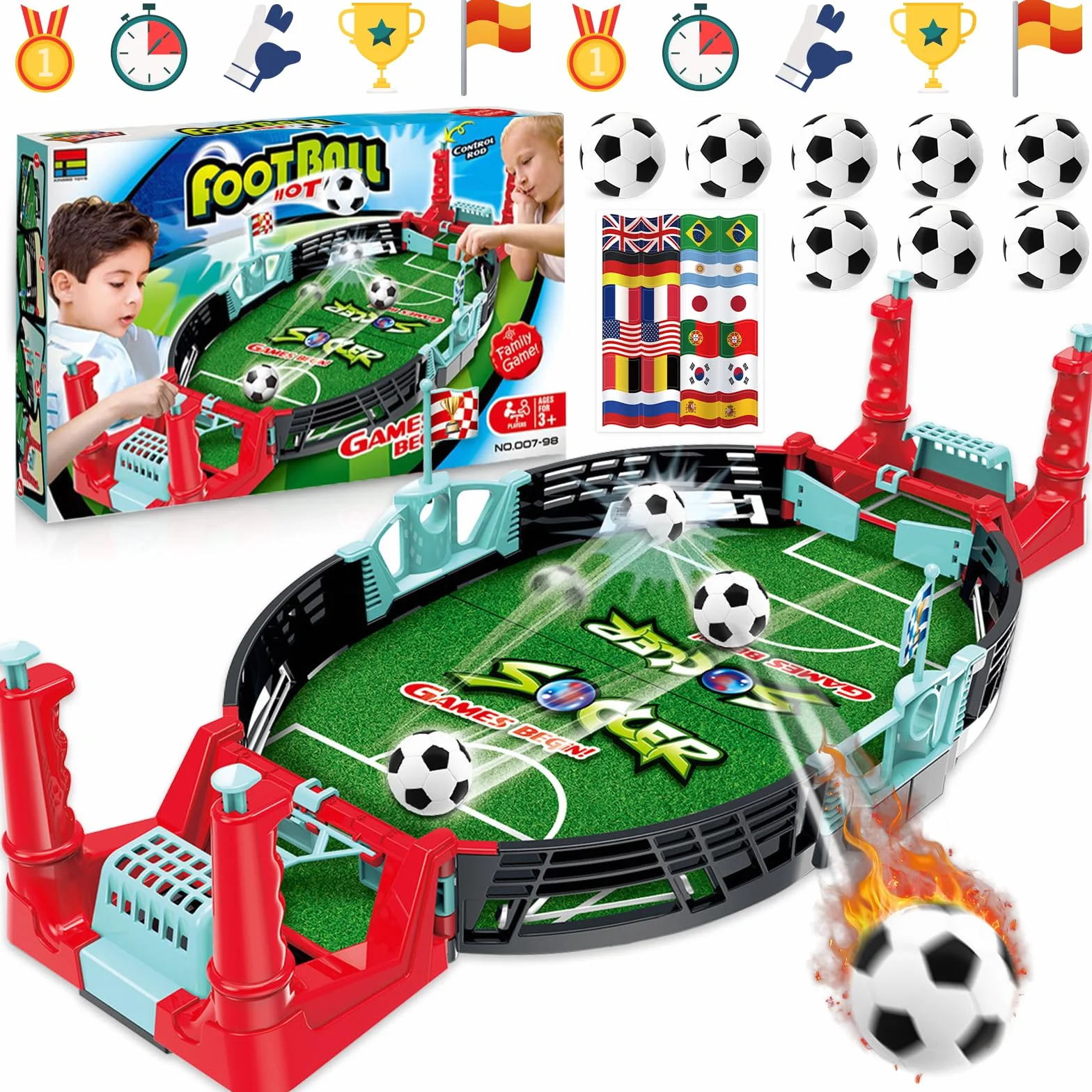 Jeu de Baby Foot Enfant Adulte avec 8 Mini-Football, Jouet de Table pour Deux Garçons 4-7 Ans