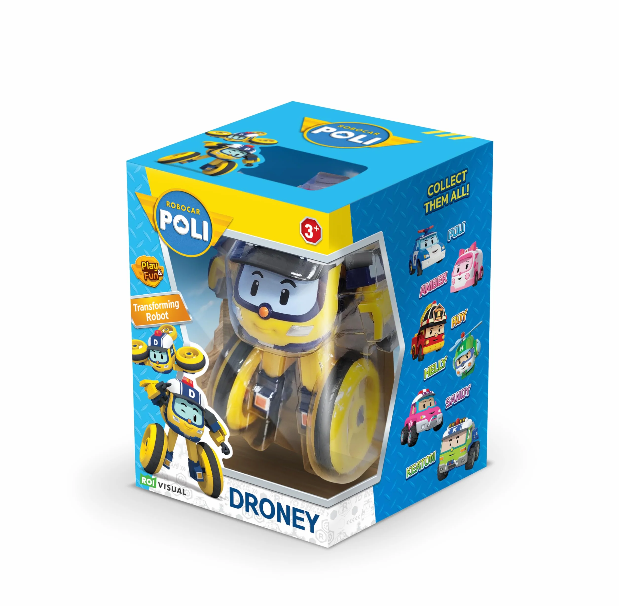 Silverlit Robocar Poli Drooney Figurine Véhicule 2-en-1 Transformable Robot Articulé 10 cm