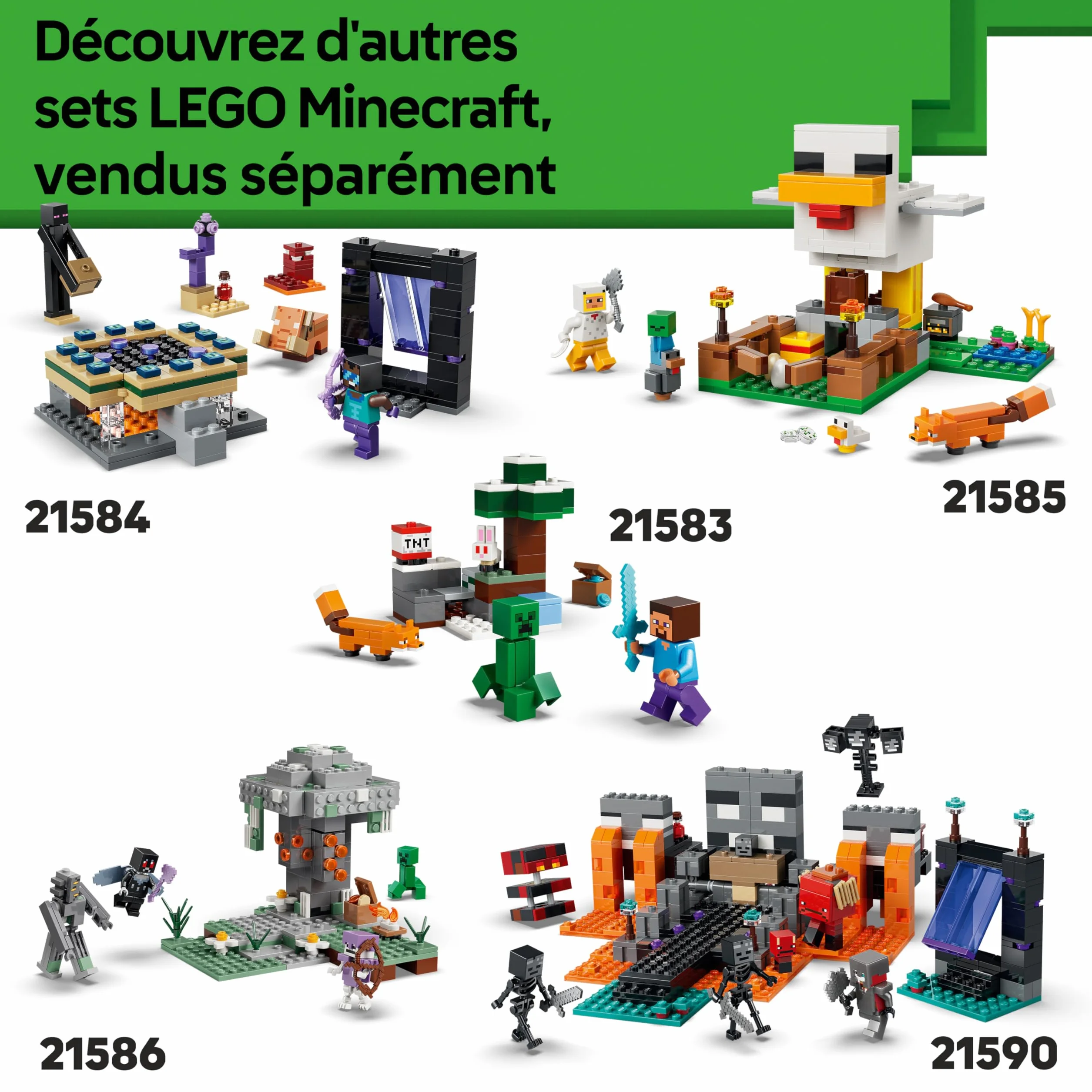 LEGO Minecraft Le Donjon de Zombies 21587 Jeu Interactif avec Minifigurine de Vagabond 3 Figurines de Zombies Slime Établi Cadeau Gaming 8 Ans