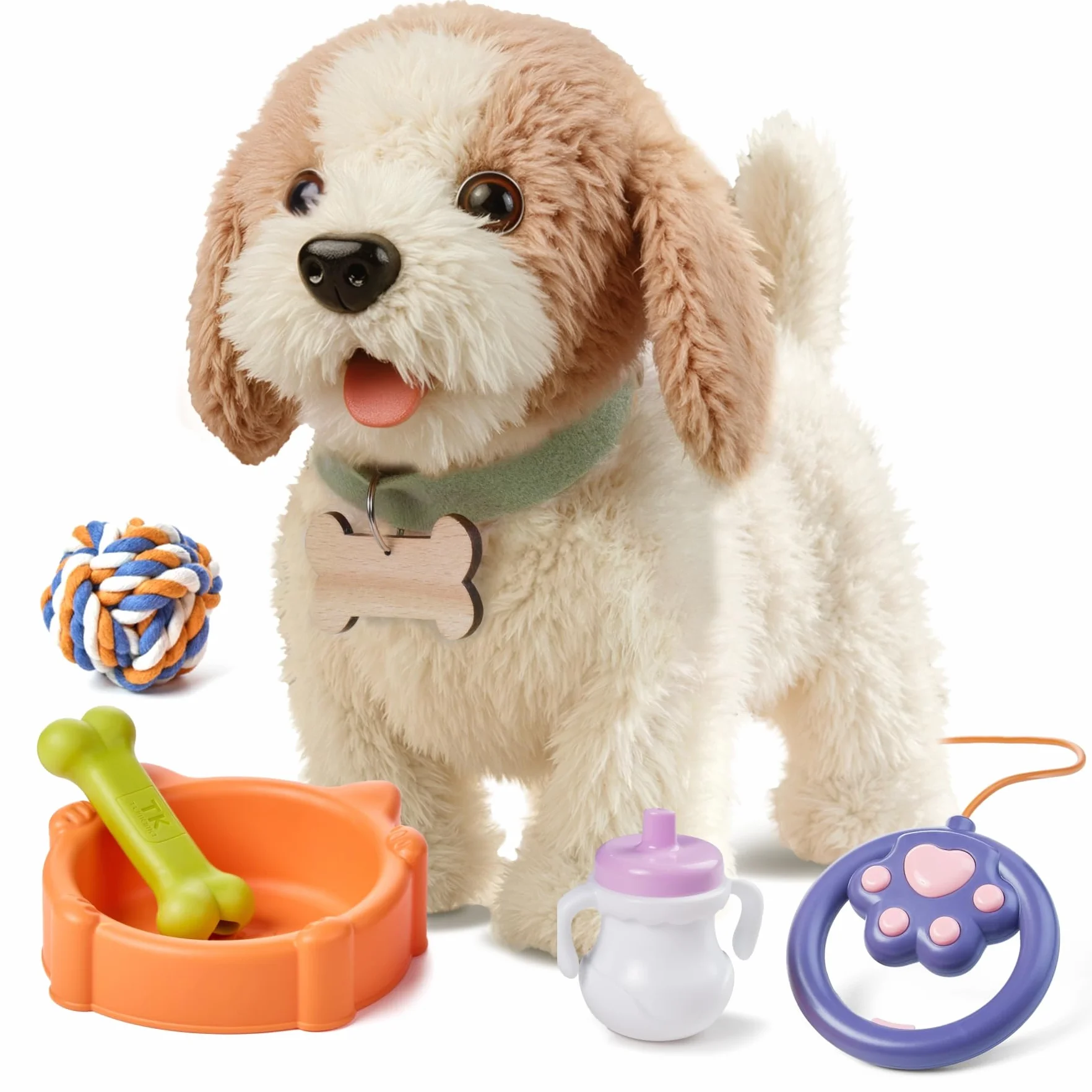Jouets pour Chien Interactifs Réalistes pour Enfants, Marche et Aboie en Laisse, Peluche électronique pour 3-7 Ans