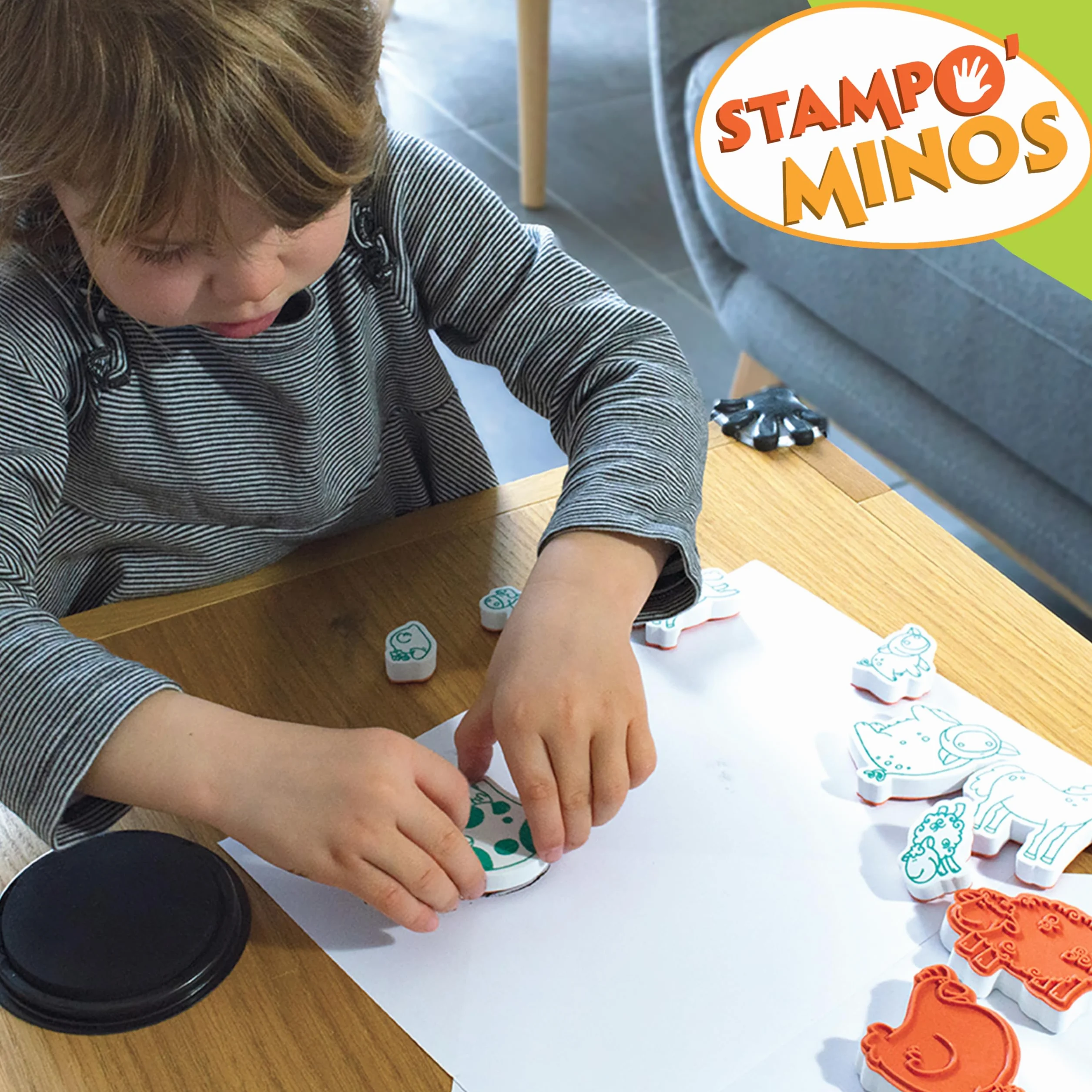 Aladine Tampons Animaux de la Ferme avec Encreur Stampominos Encre Lavable Enfant dès 3 ans