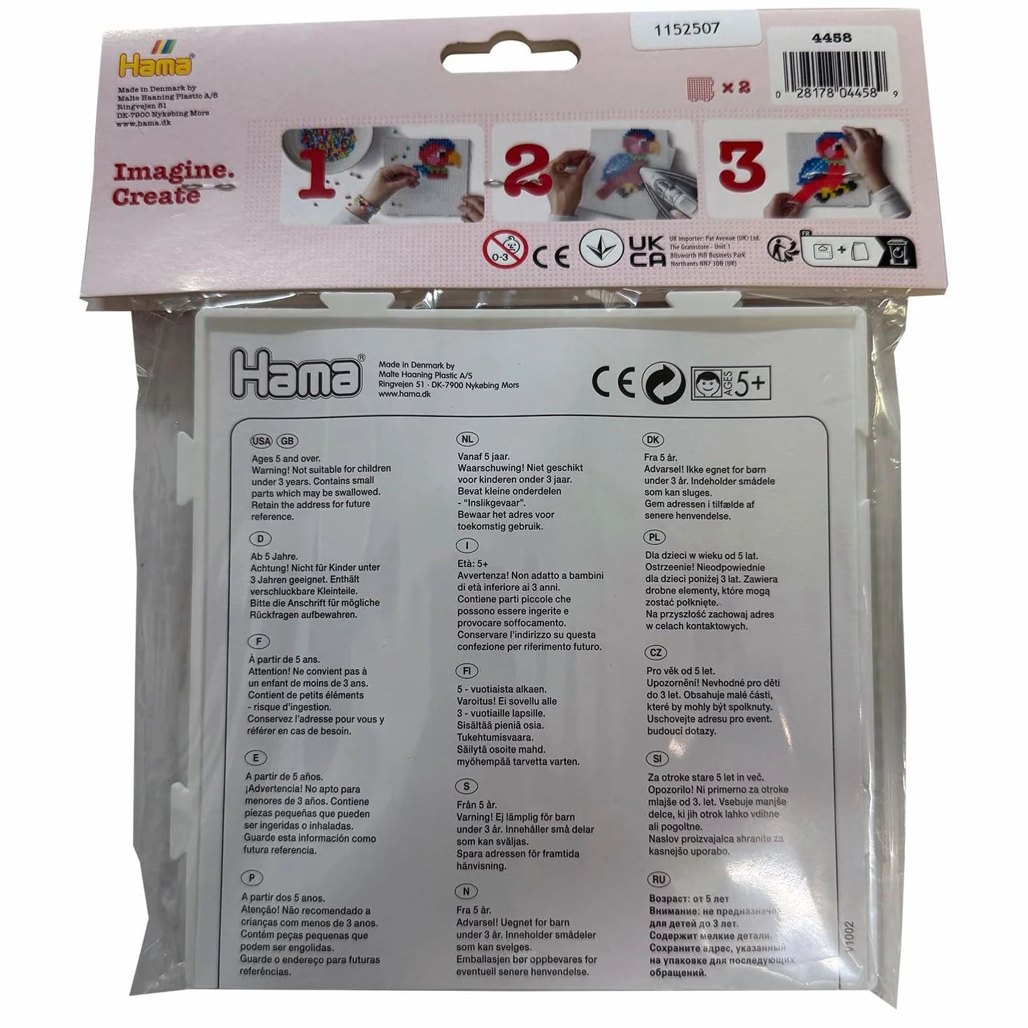 Hama Sachet 2 Plaques Assemblables pour Perles à Repasser Midi, Blanc