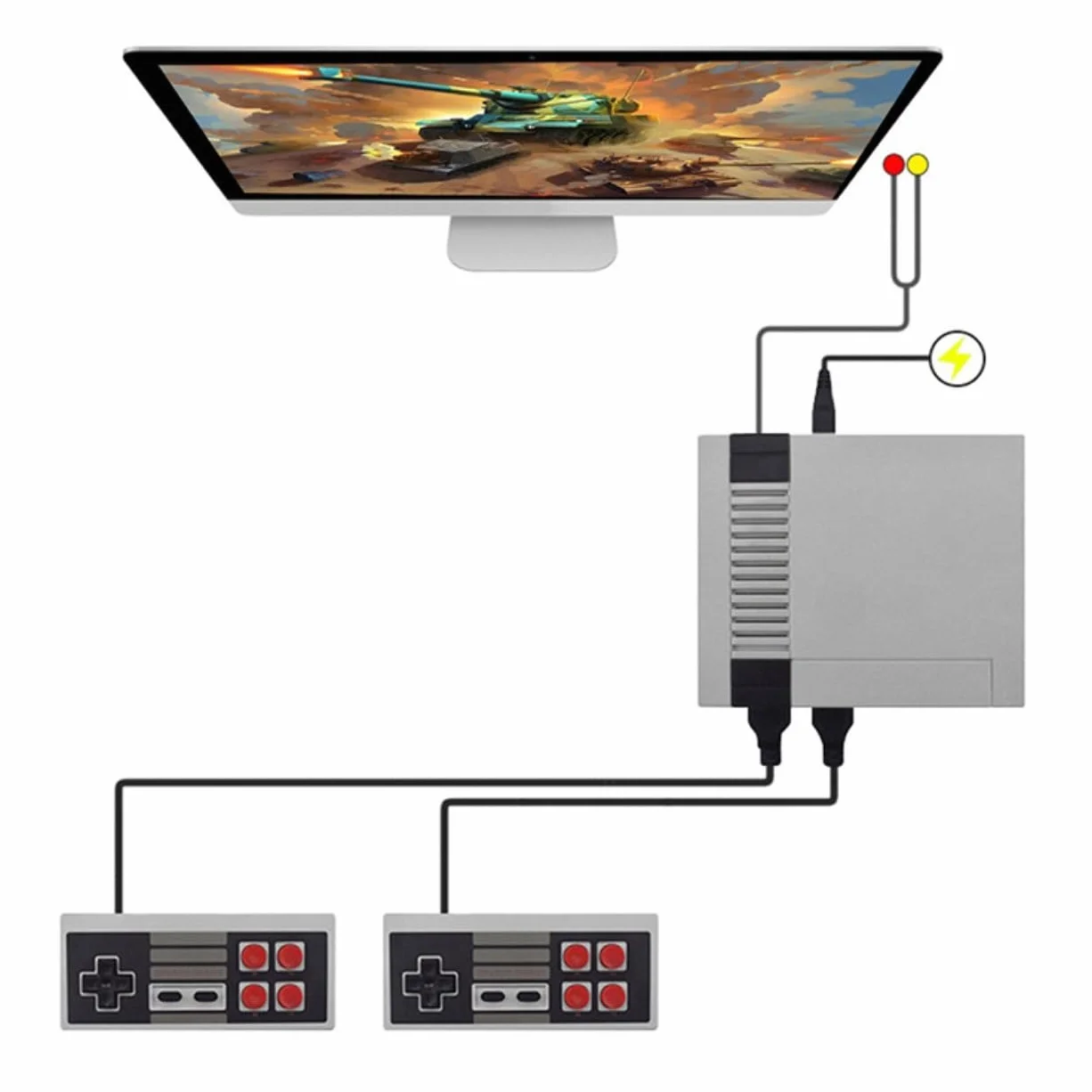 Console TV rétro 620 jeux intégrés 8 bits 2 pads Plug & Play pour enfants adultes