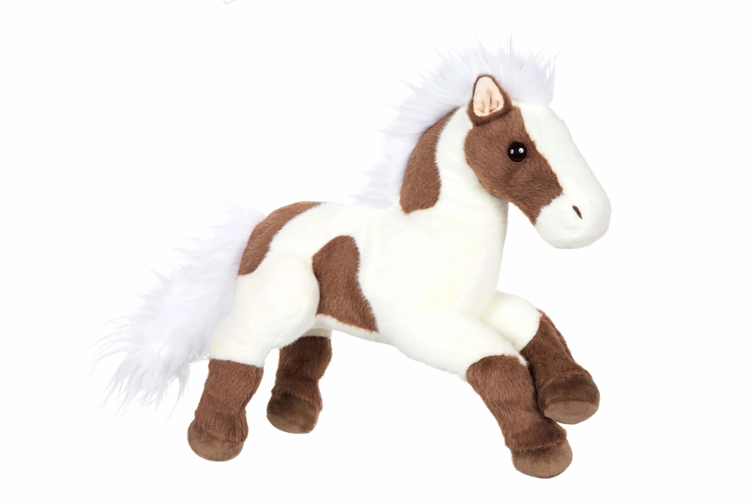 Peluche Cheval ALLONGE 40 CM Marron Fonce Blanc Gipsy Toys