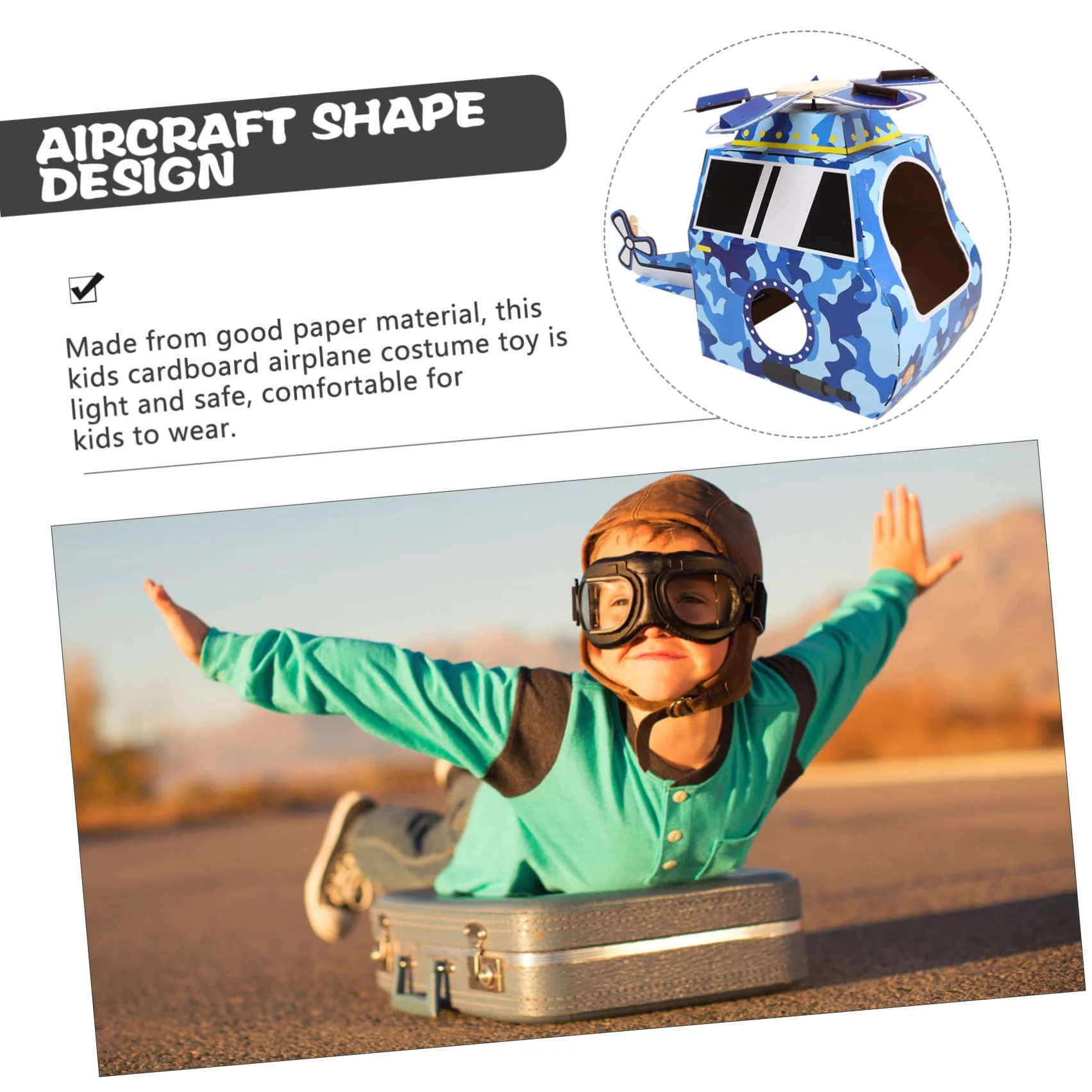 Abaodam Déguisement Avion à Fabriquer Carton Costume Jouet Portable pour Garçon Fille