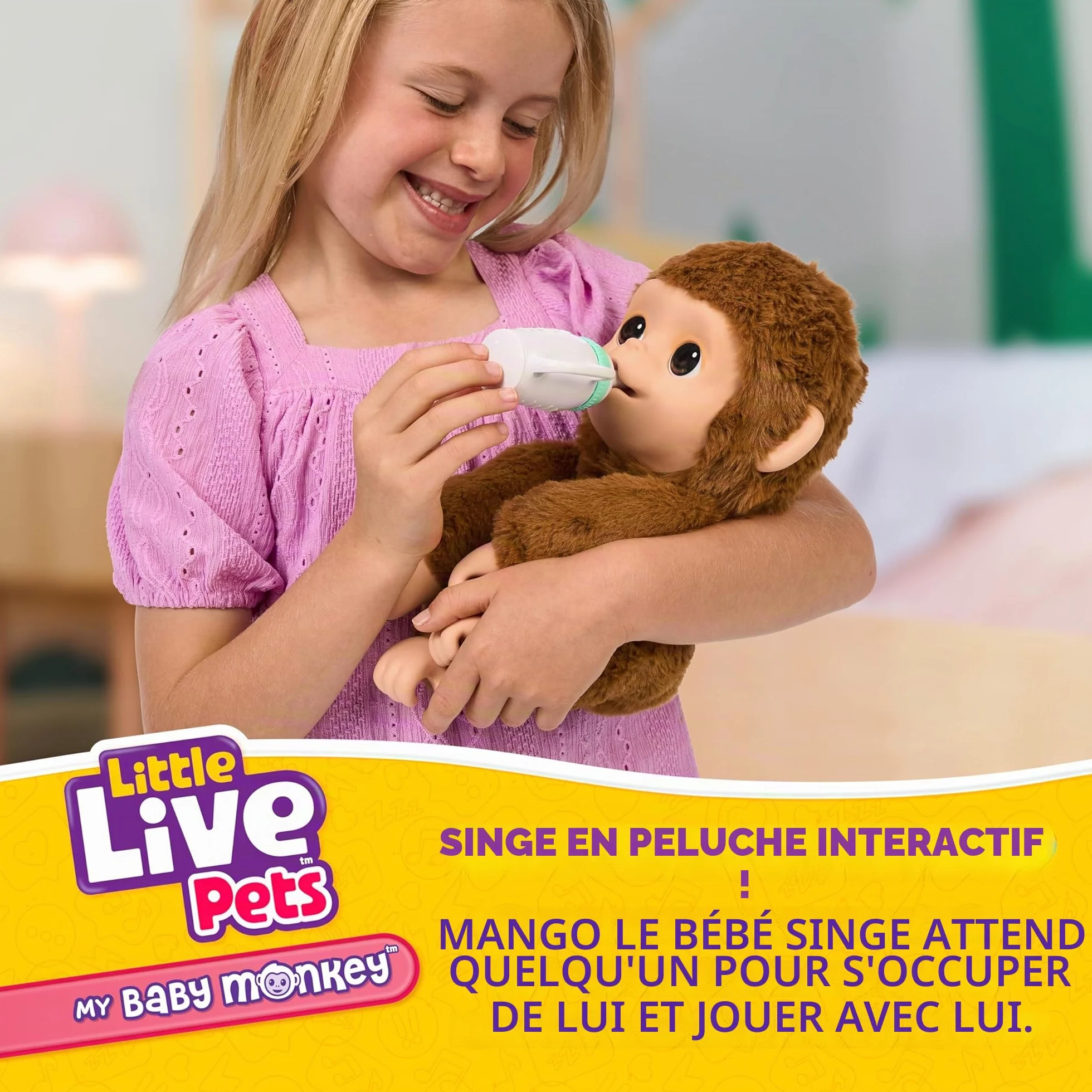 Little Live Pets Mon bébé Singe Jouet Interactif avec Plus de 50 Sons et Réactions, Nourris-Le, Il suce Son Pouce et rigole, À partir de 4 Ans