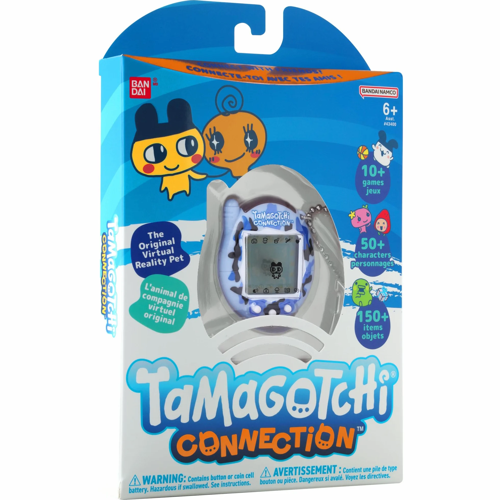Tamagotchi Connection Wild Blue – Jouet original Cyber Pet des années 90 avec chaîne