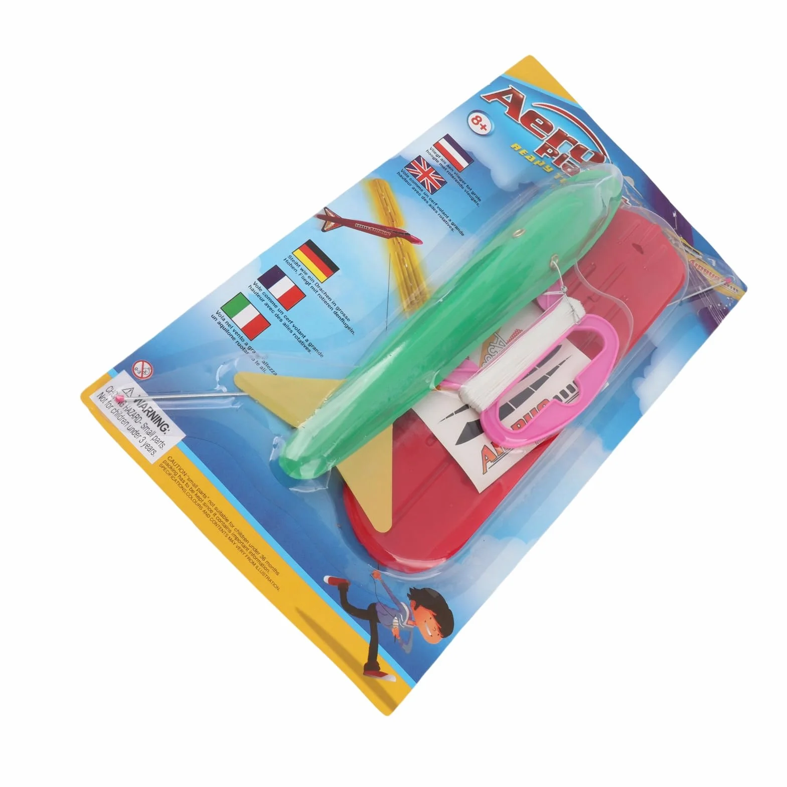 Chrees Cerf-Volant d'avion 3D Dessin animé Couleurs Vives Assemblage Facile PVC PE Léger Camping Plein Air