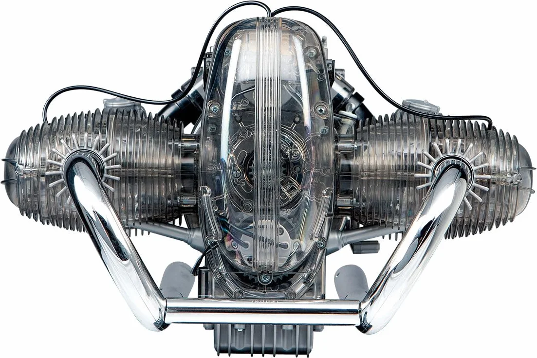 Franzis BME019 67009 0 BMW R 90 S Boxermotor originalgetreues Modell, Bausatz mit schaltbarem 5 Gang Getriebe, über 200 Teile und Begleitbuch, bunt