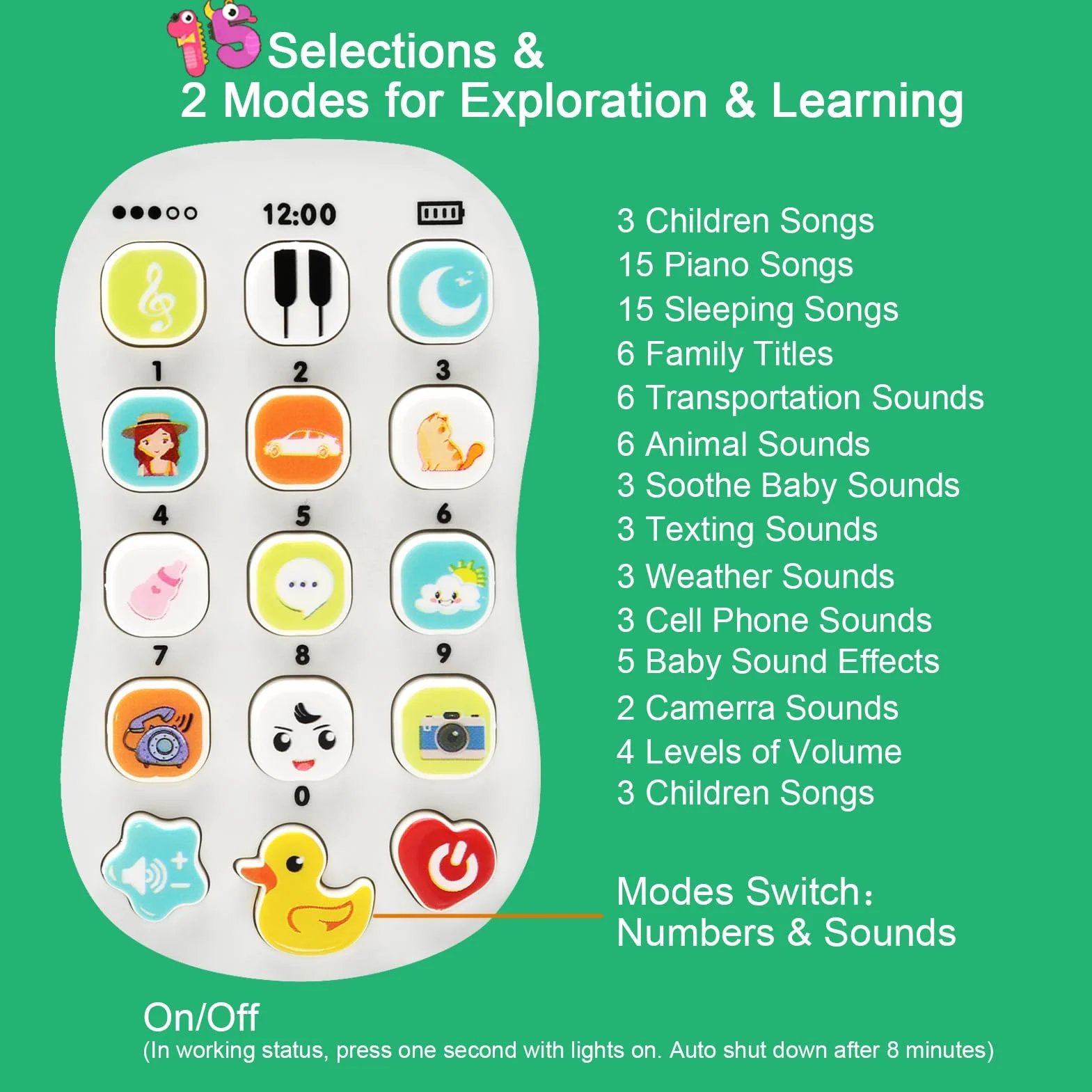 Jouet Musical Bébé 1 an, Smartphone Bébé avec Lumières et Mélodies, Jouet d'Éveil Éducatif pour Enfant