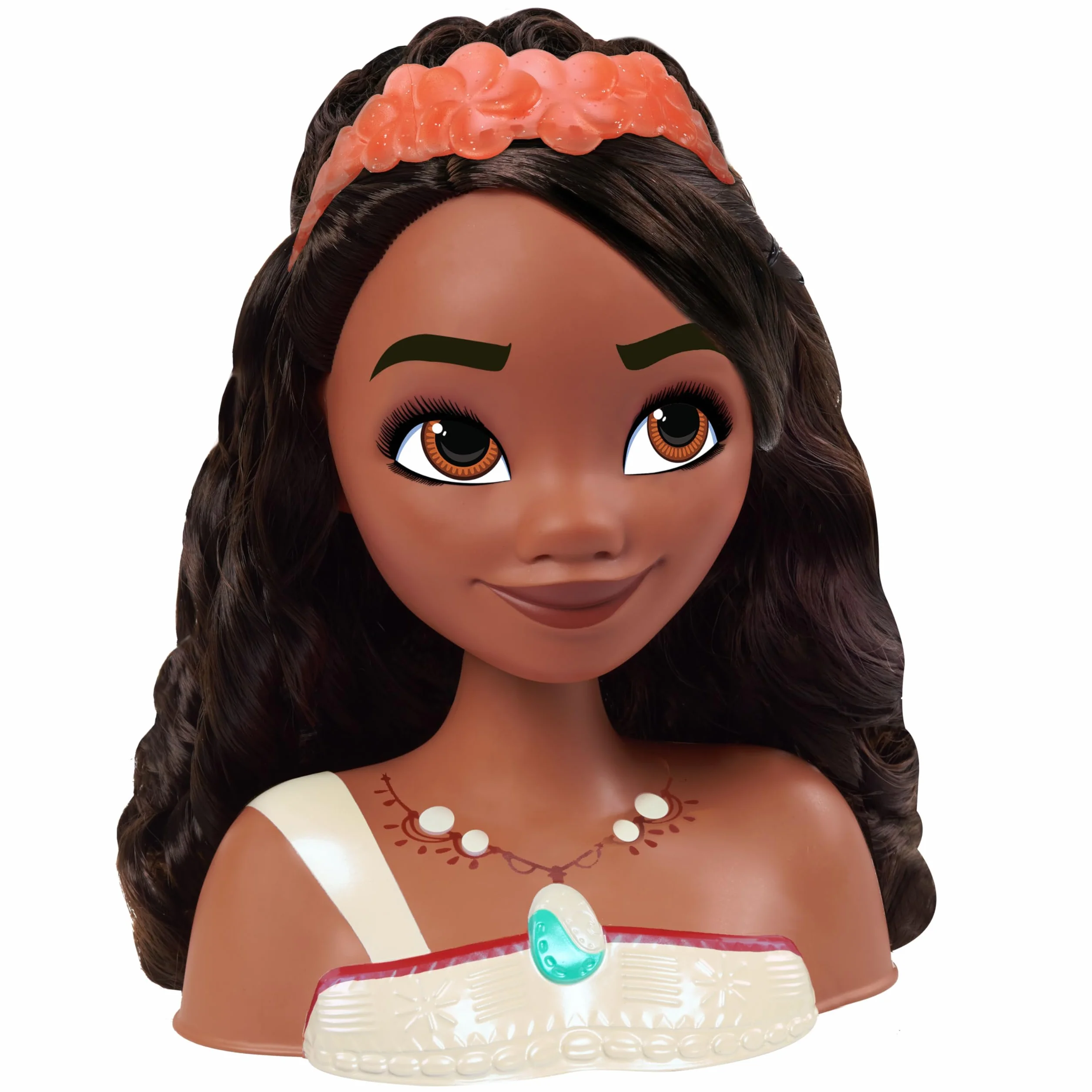 Just Play Tête à coiffer Vaiana 2 Princesses Disney 7 Accessoires Jeux d’Imitation Jouets pour Enfants de 3 Ans et Plus