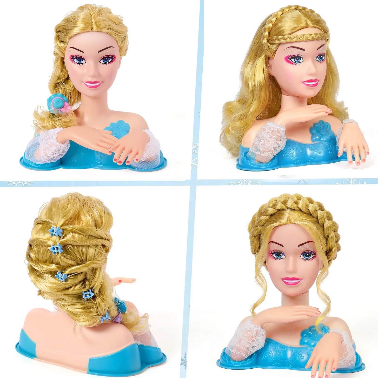 Vamei Tête à Coiffer Enfant 3-8 Ans avec Sèche-Cheveux & Maquillage, 20+ Accessoires Coiffure, Jouet Fille Salon de Beauté