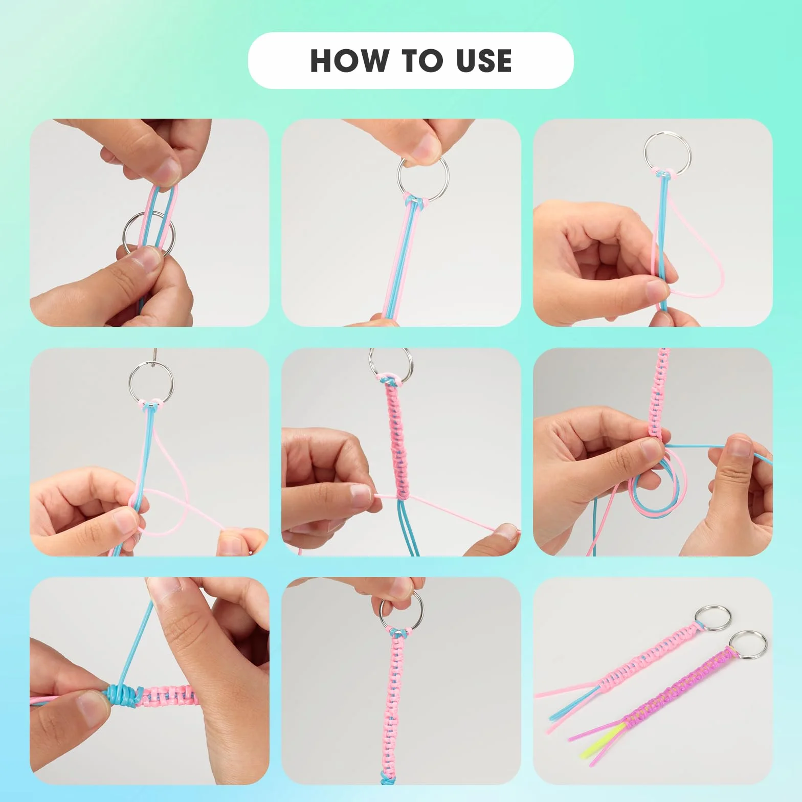 VINATO Kit de Scoubidou Fil avec 200 Pièces Fils Élastiques, 20 Couleurs pour Fabrication de Bracelets