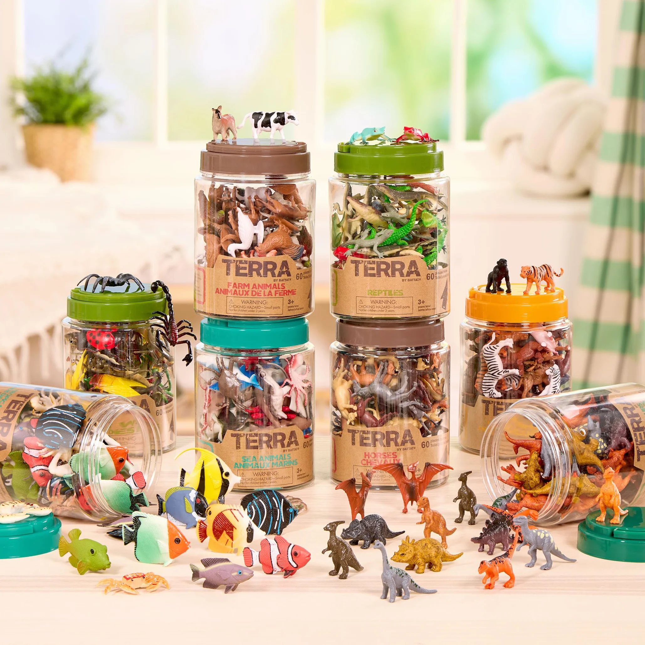 Terra by Battat Animaux Marins Set Maritime 60 pièces 12 Miniatures Océan Réalistes Requin Pieuvre Homard