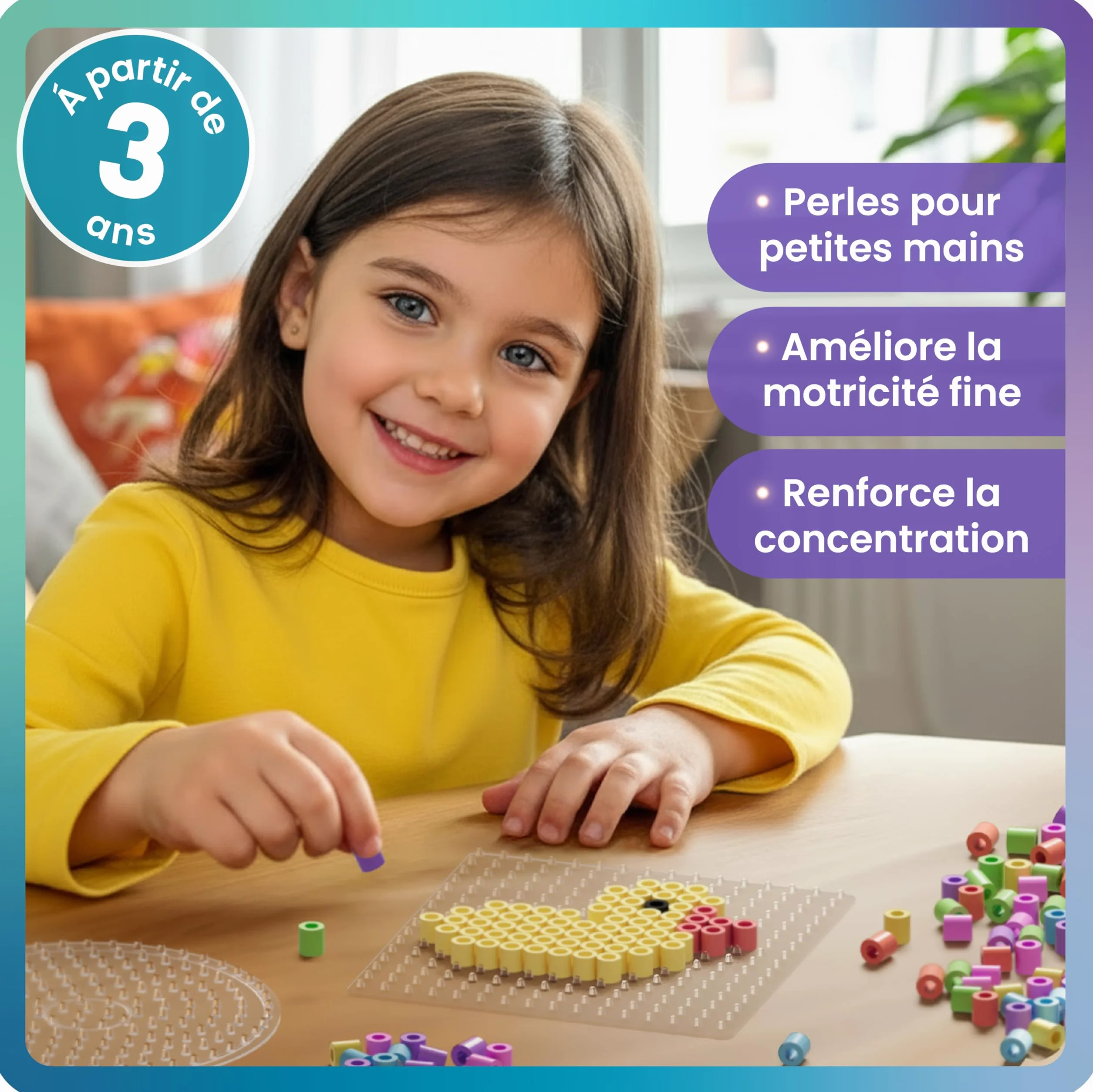 Lot de 1000 grandes perles à repasser 10 mm - 6 couleurs pastel XL