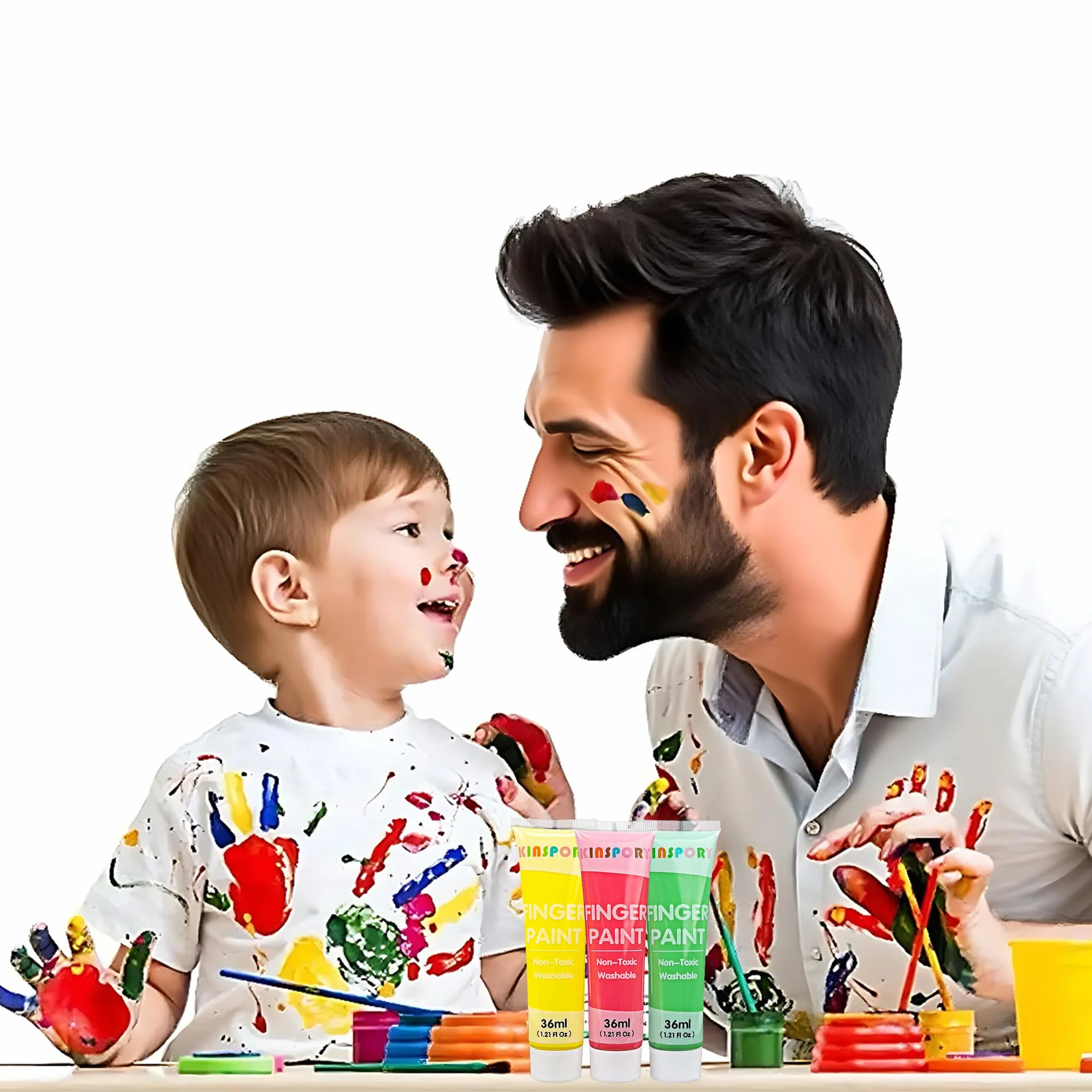 KINSPORY Peintures à Doigts Enfants 12 x 36 ml – Peintures Lavables Non Toxiques pour Tout-Petits
