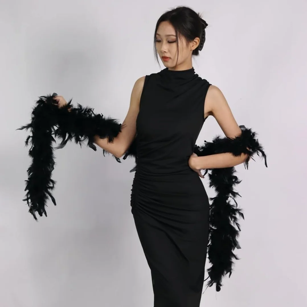 Boas de déguisement pour enfants, Écharpe en plumes noires 2 m, grande taille, décoration mariage