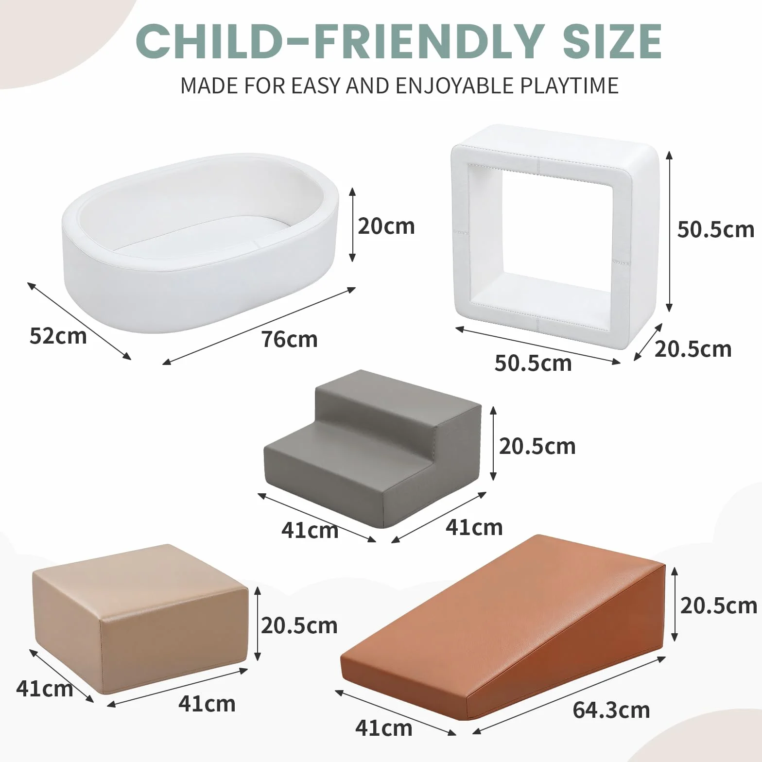 Parcours Motricité Bébé 5 Pièces Cuir PU Blocs Mousse Éducatifs avec Piscine à Balles Structure d'escalade Antidérapante