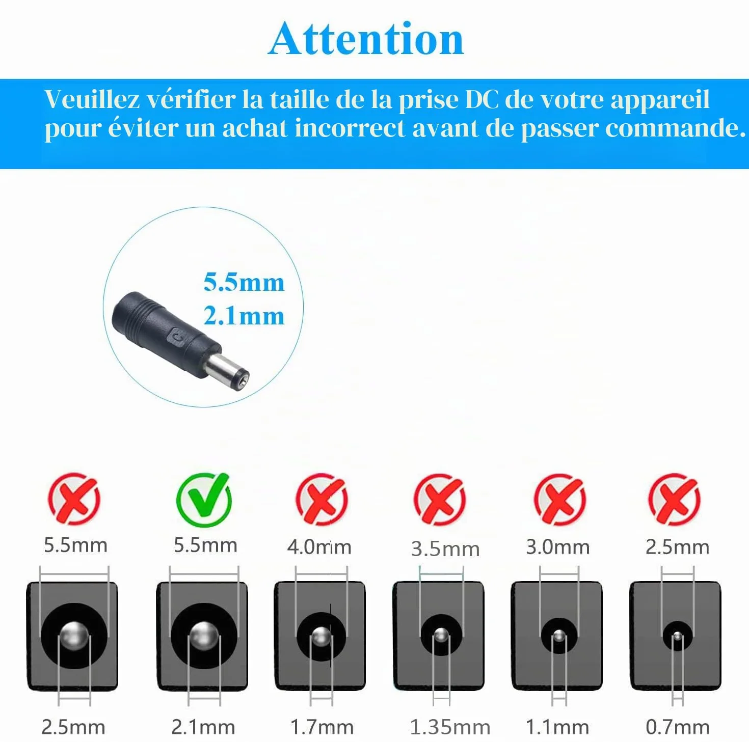 Adaptateur Secteur AC vers DC 5V 2A 5.5mm x 2.1mm