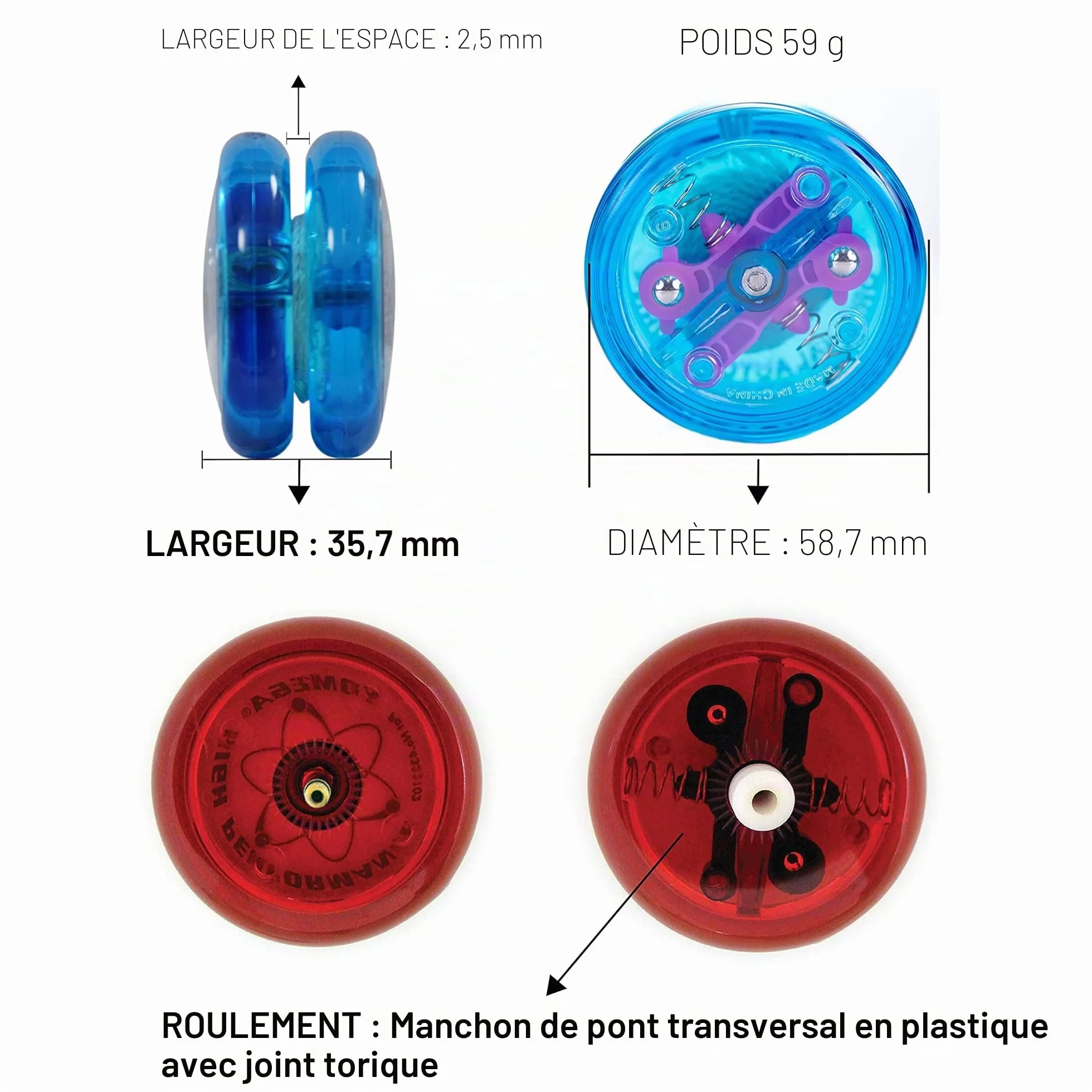 Yomega Le Brain Original Yoyo Professionnel réactif avec retournement automatique + 2 Cordes Bleu
