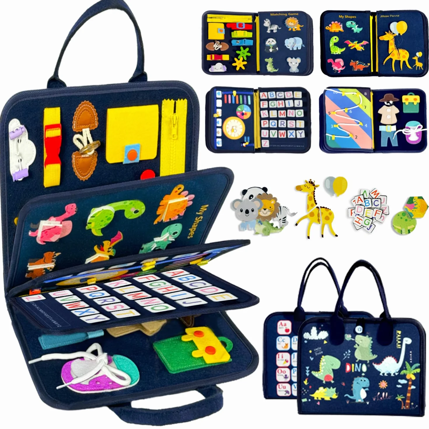 Qizfun Busy Board Jouet Montessori Bébé Tout-Petits Sensoriel Éducatif Voyage Avion Voiture Cadeau Garçon Fille