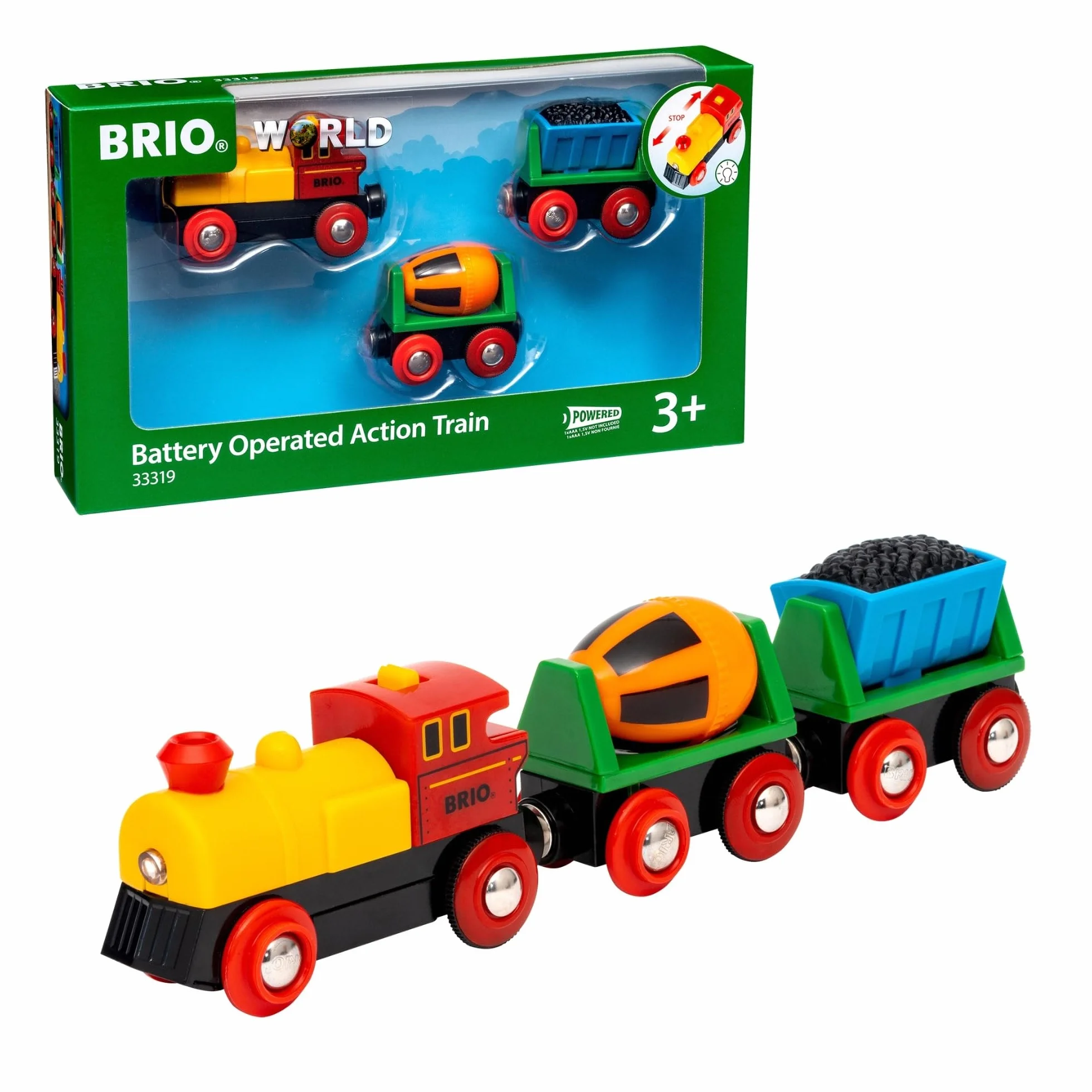 BRIO World 33319 Train de Marchandises avec Lumière électrique Circuit en Bois Jouet 3 Ans