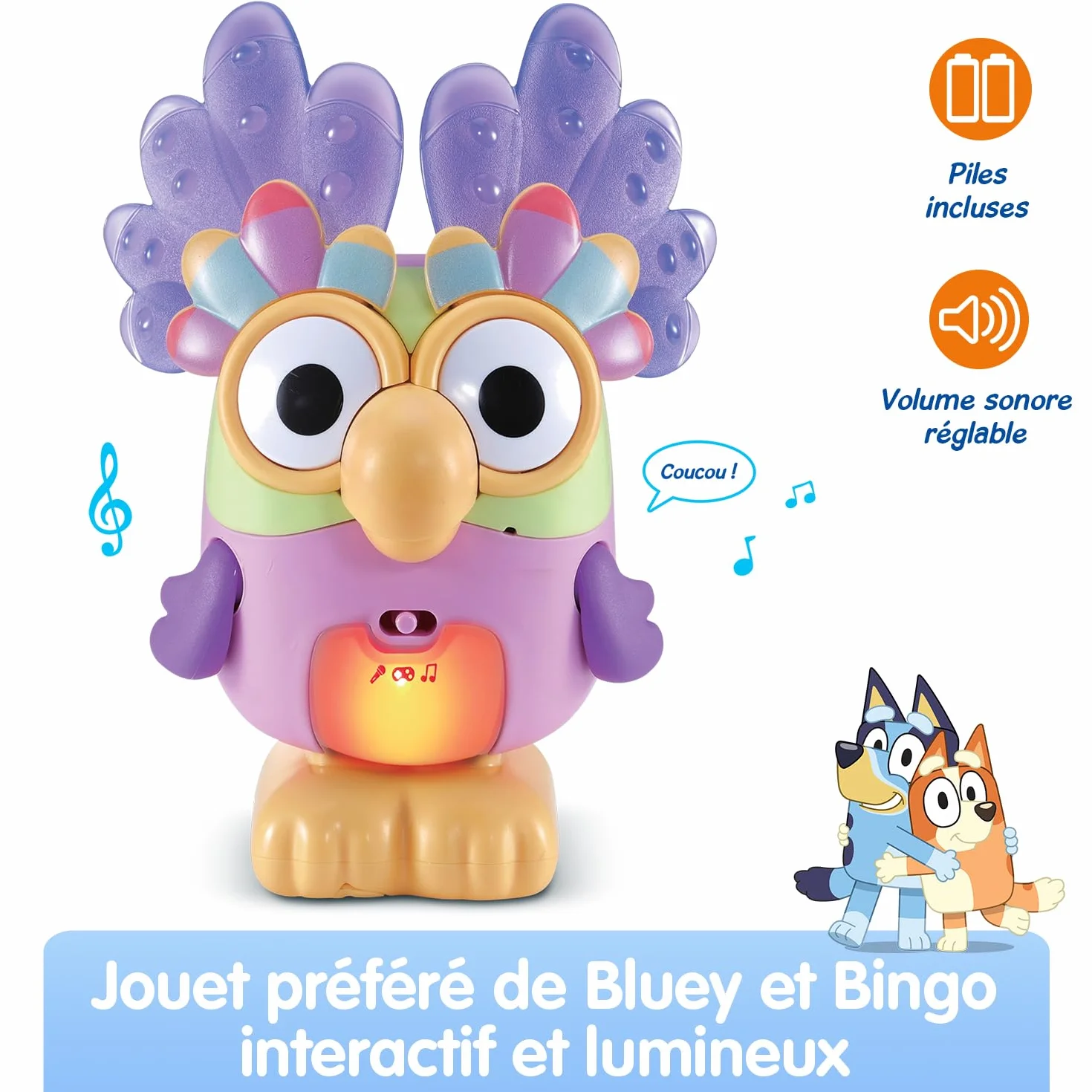 VTech Figurine Parlante Bluey Max Le Bavard Interactif 17 cm Sons et Lumières Jeu Musical Cadeau Enfant 3-7 Ans