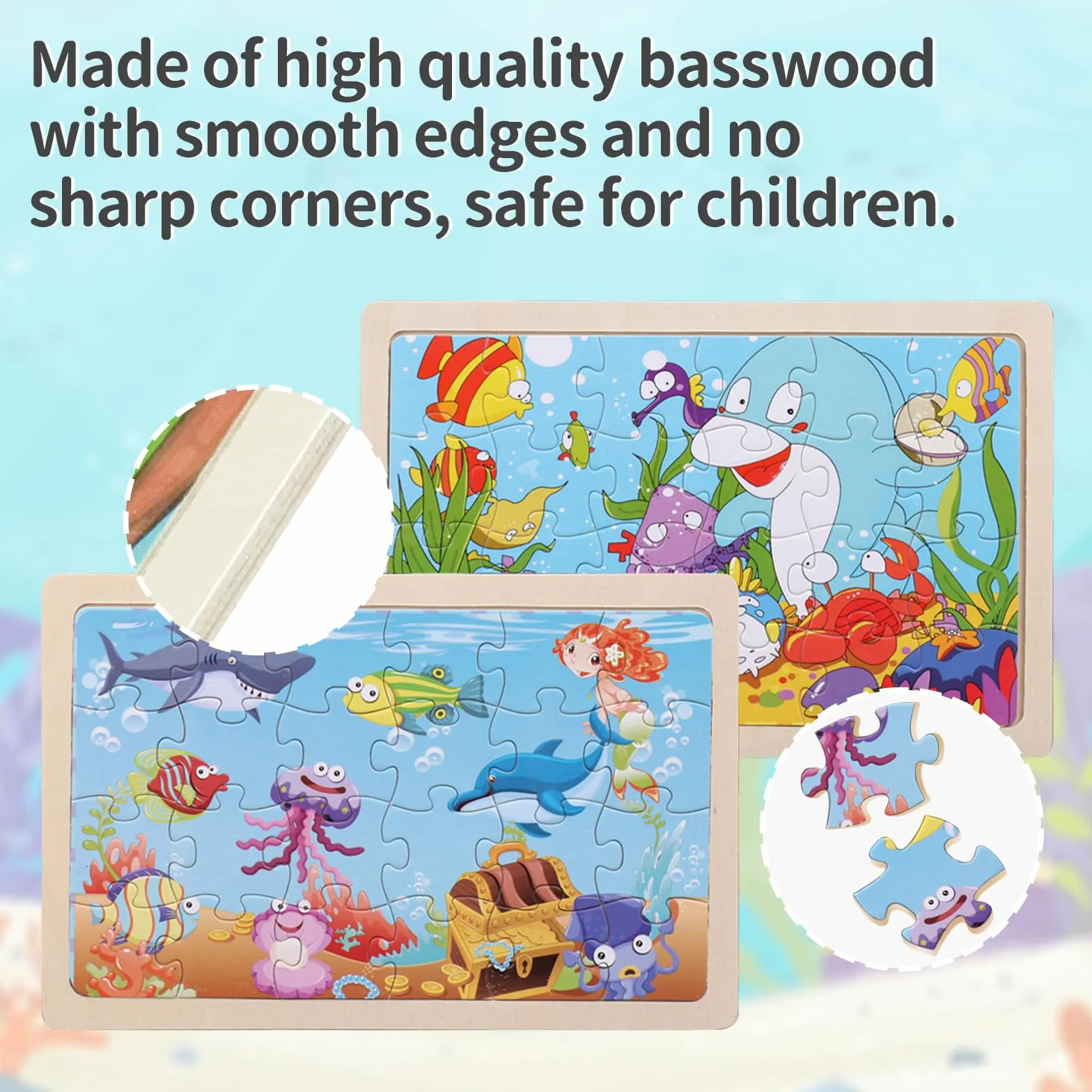 Puzzle Enfant 3 Ans 5 X 24 Pièces Bois Animaux Jouet Educatif Préscolaire pour Garçons Filles