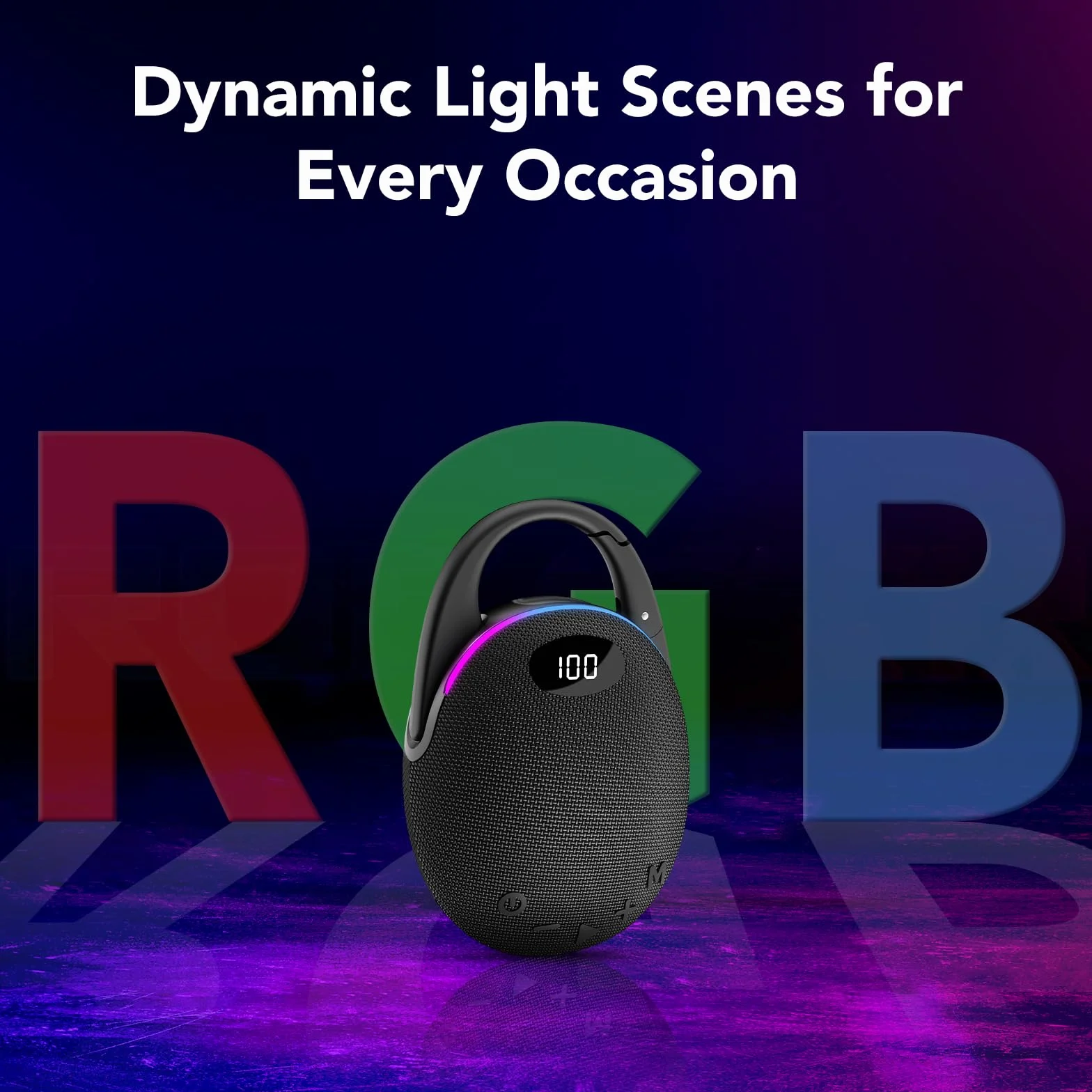Enceinte Bluetooth Ultra-Portable 25H Autonomie LED RGB Son Pro Basses Puissantes Noir