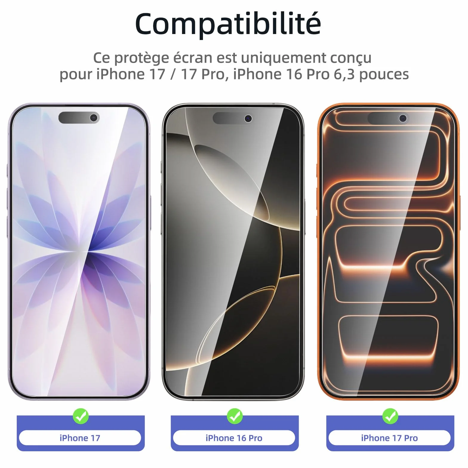 NEW'C Verre Trempé pour iPhone 17 Pro 16 Pro (6,3") Film Protection écran HD Transparent