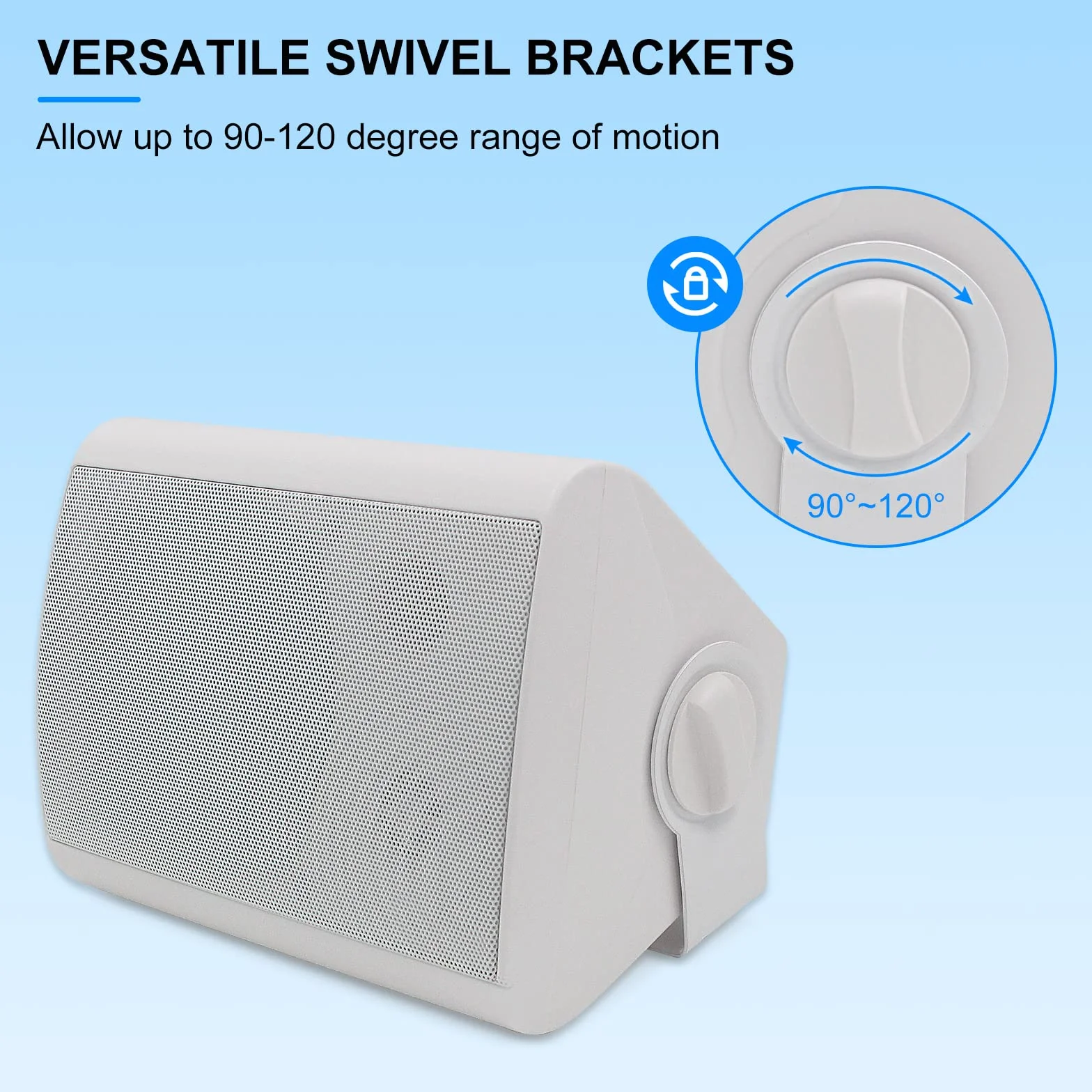 Herdio Haut-parleurs Bluetooth extérieurs 5,25 Pouces 300 W Enceintes d'extérieur étanche Mural Blanc